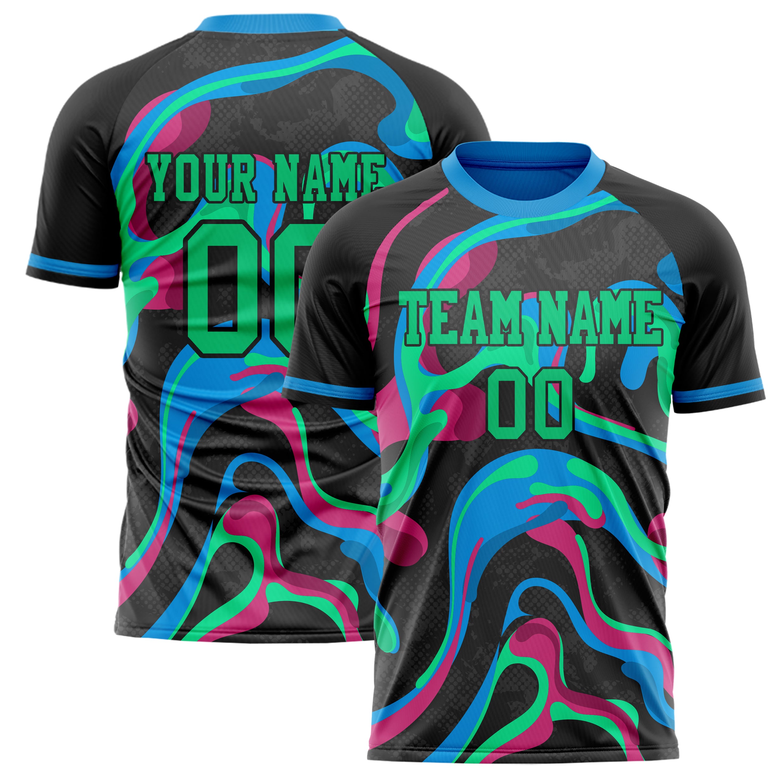 Personalized Black & Kelly Green Pattern Soccer Jersey
