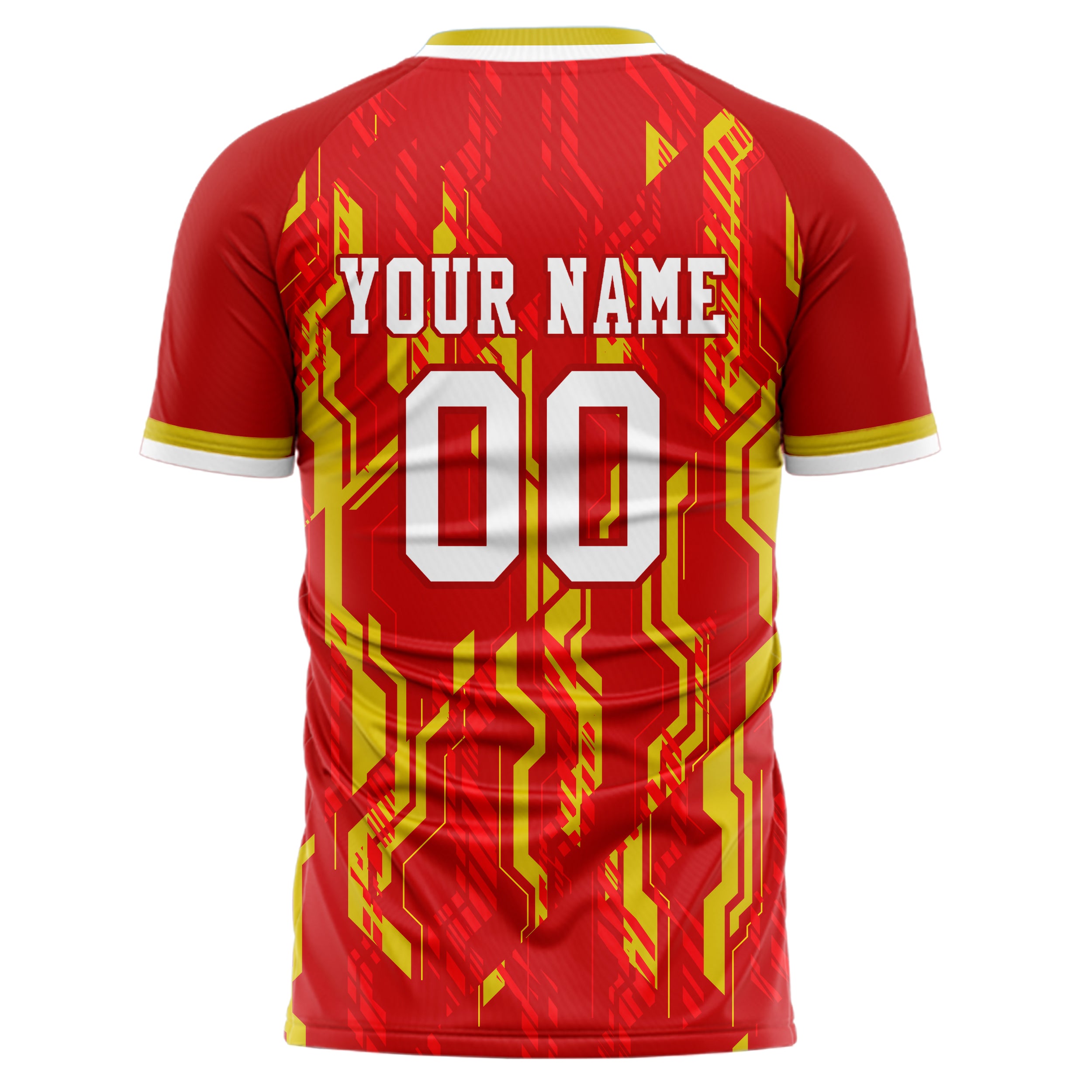 Personalized Red & Gold Pattern Soccer Jersey