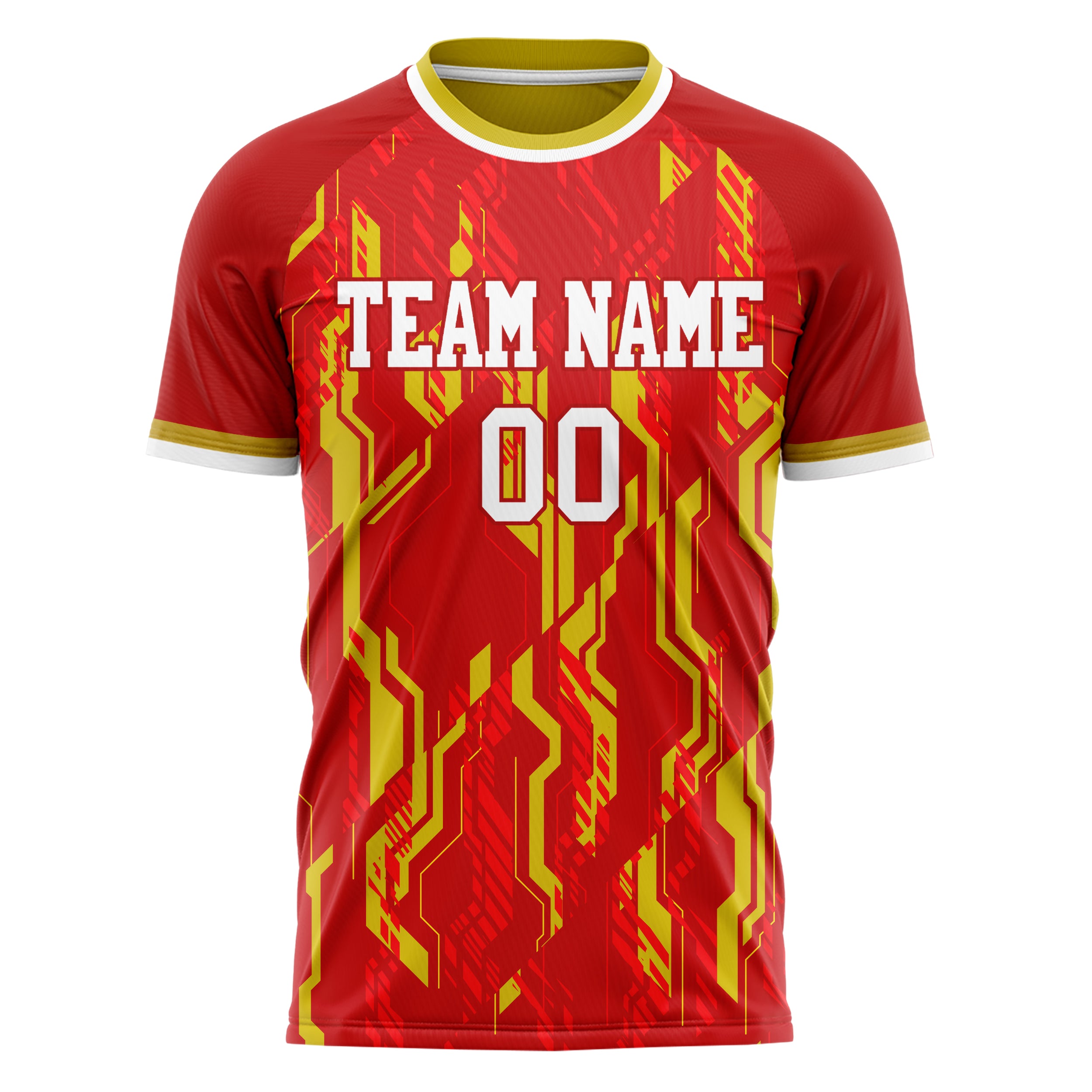 Personalized Red & Gold Pattern Soccer Jersey