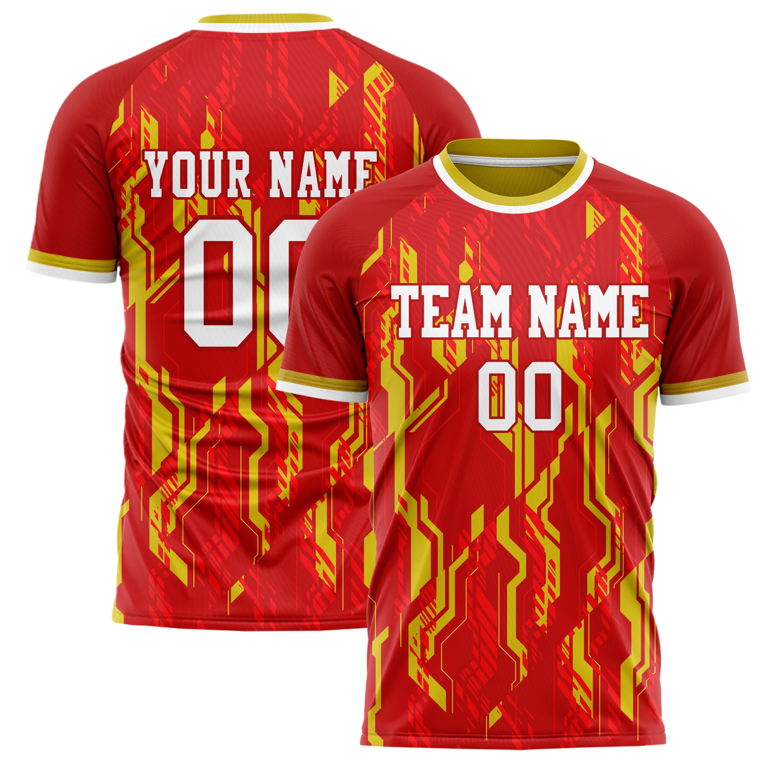 Personalized Red & Gold Pattern Soccer Jersey