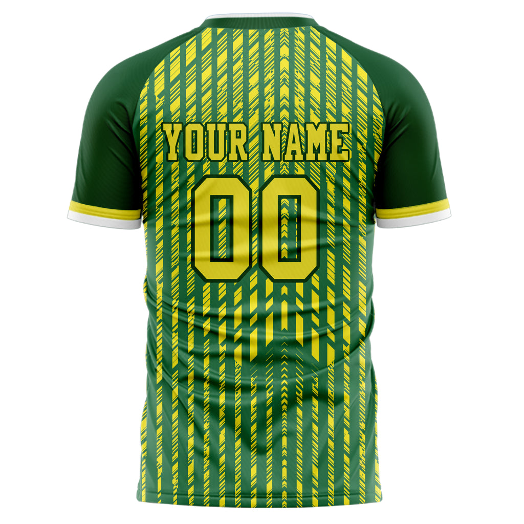 Personalized Kelly Green & Yellow Pattern Soccer Jersey