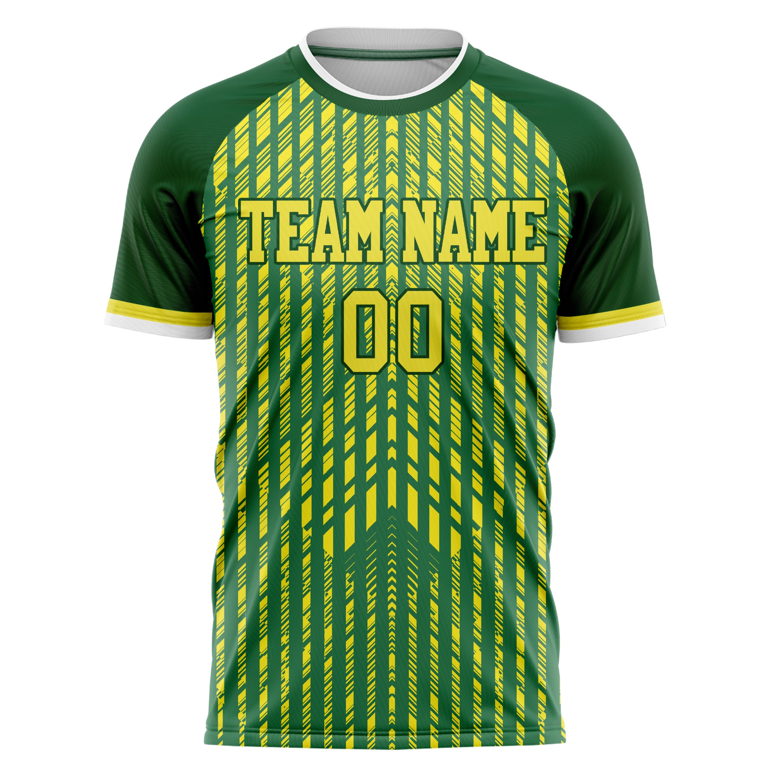 Personalized Kelly Green & Yellow Pattern Soccer Jersey