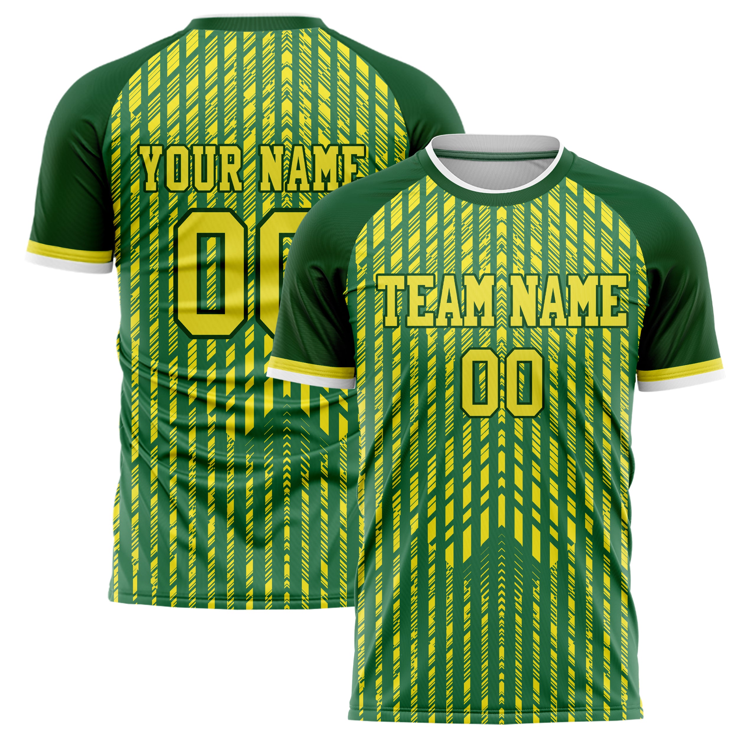 Personalized Kelly Green & Yellow Pattern Soccer Jersey