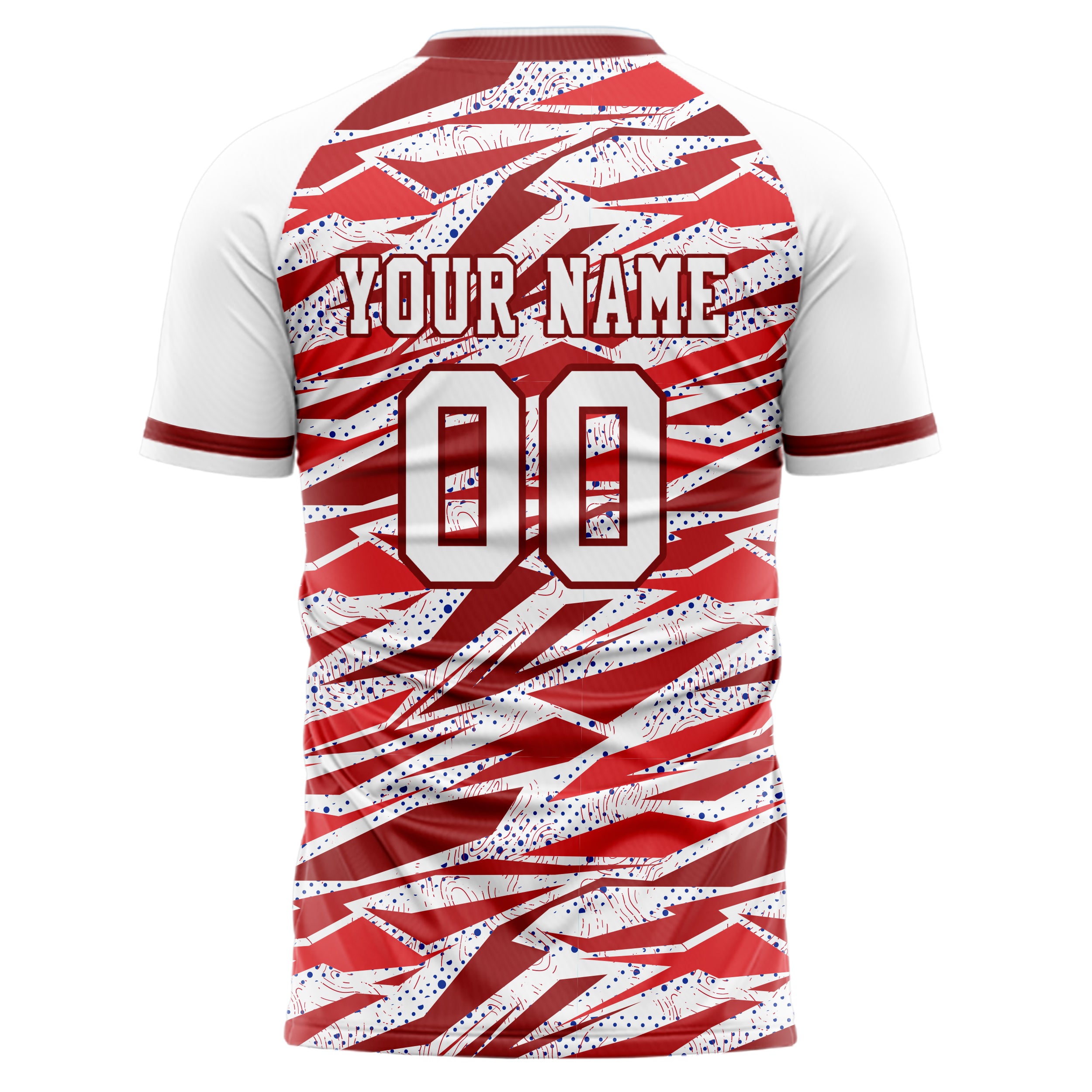 Personalized White & Red Pattern Soccer Jersey