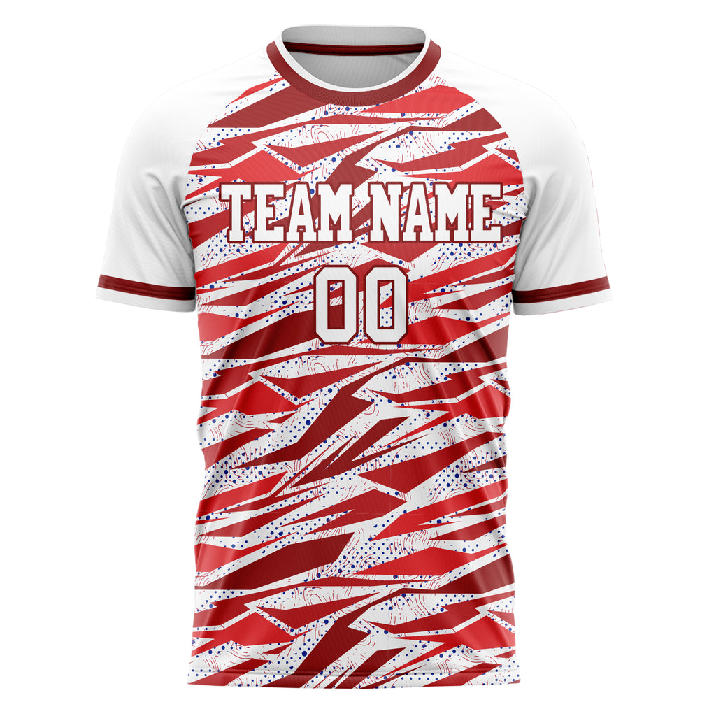 Personalized White & Red Pattern Soccer Jersey