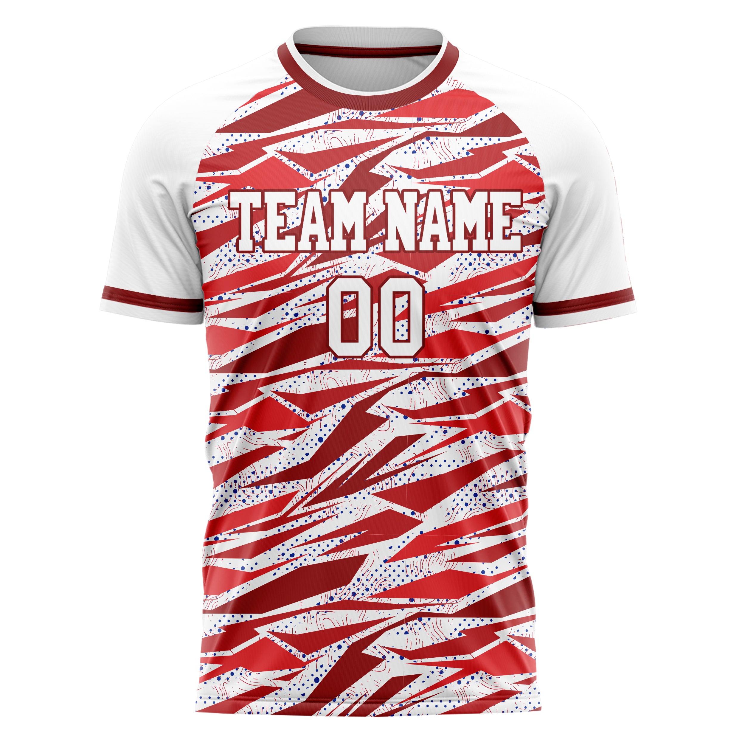 Personalized White & Red Pattern Soccer Jersey