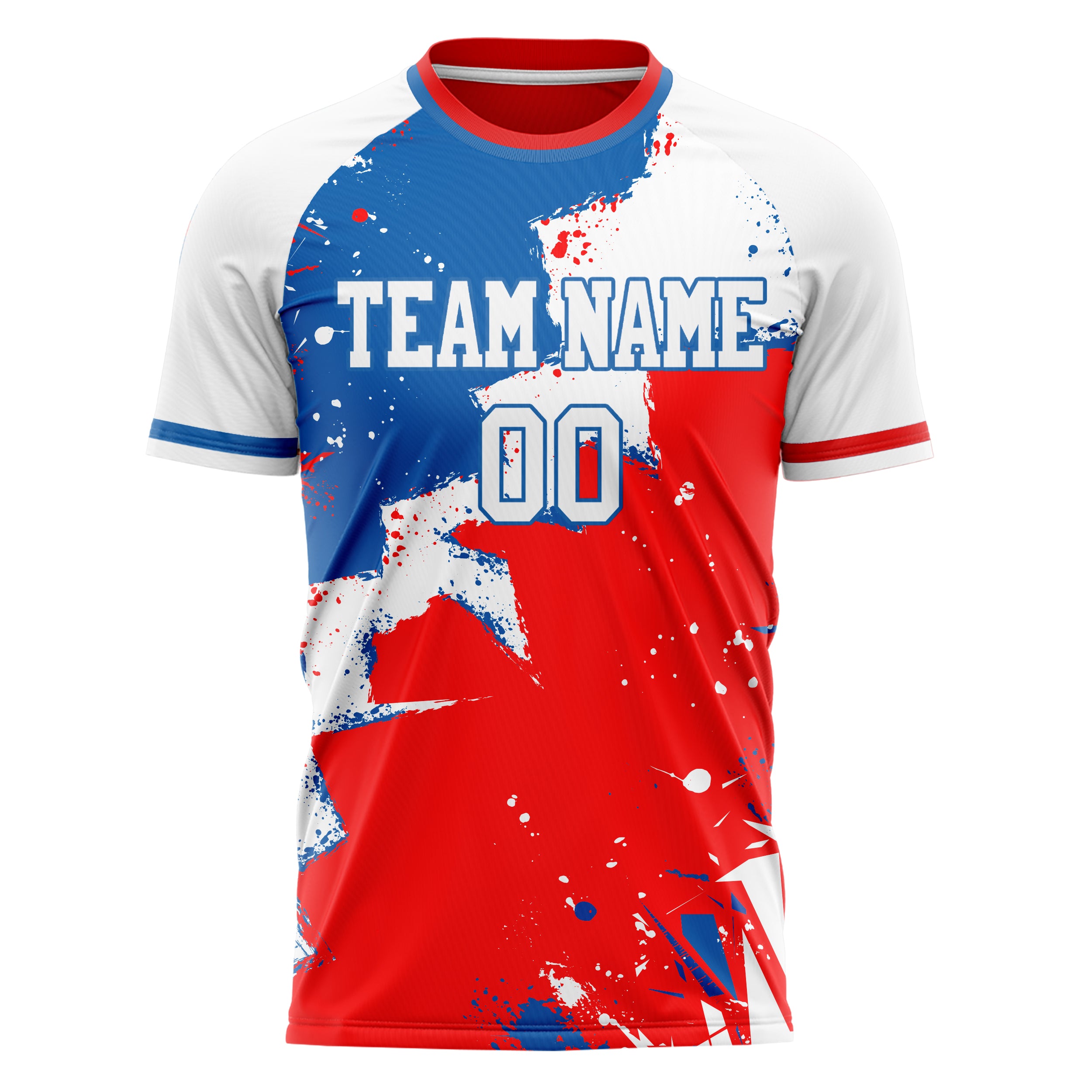 Personalized Red & White Pattern Soccer Jersey