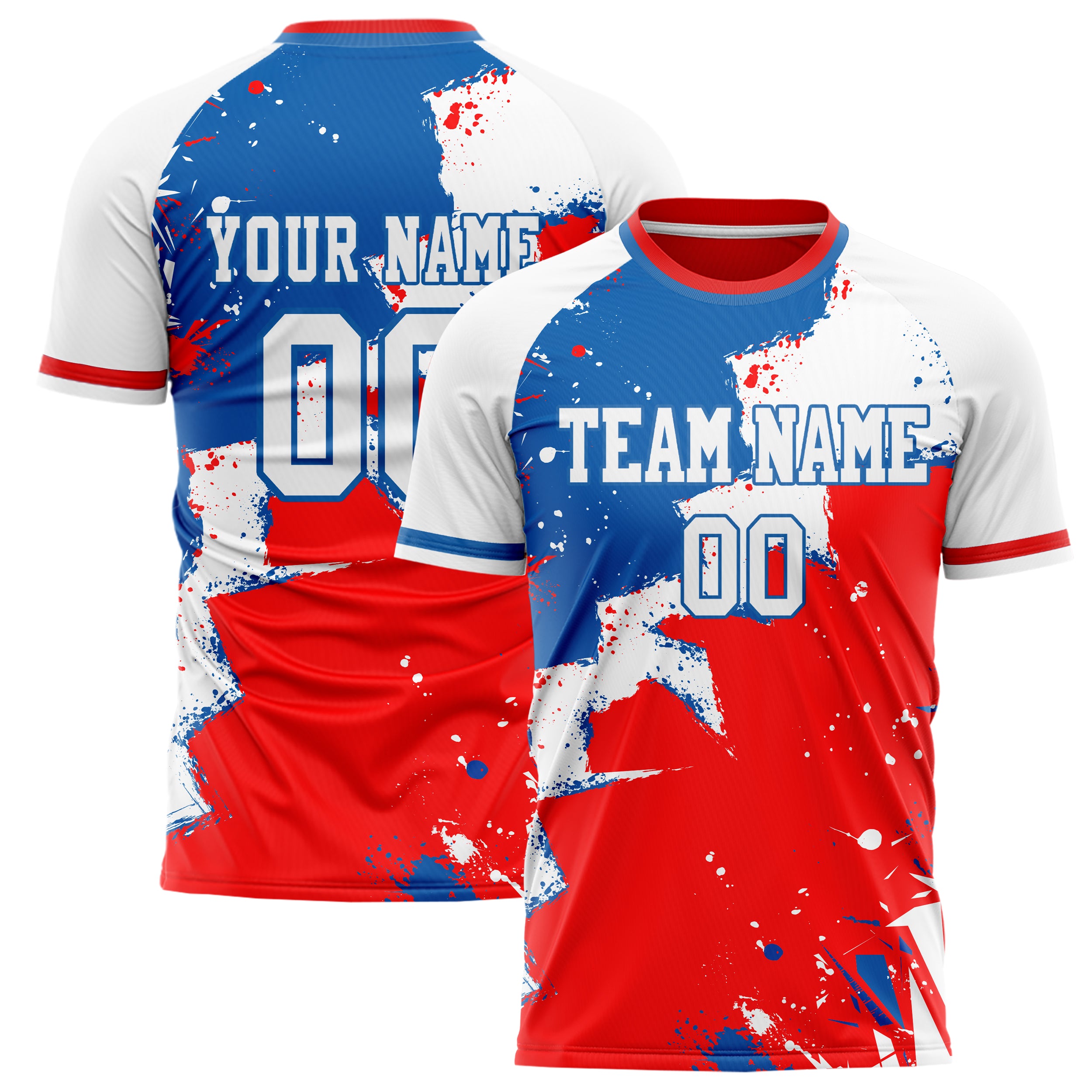 Personalized Red & White Pattern Soccer Jersey