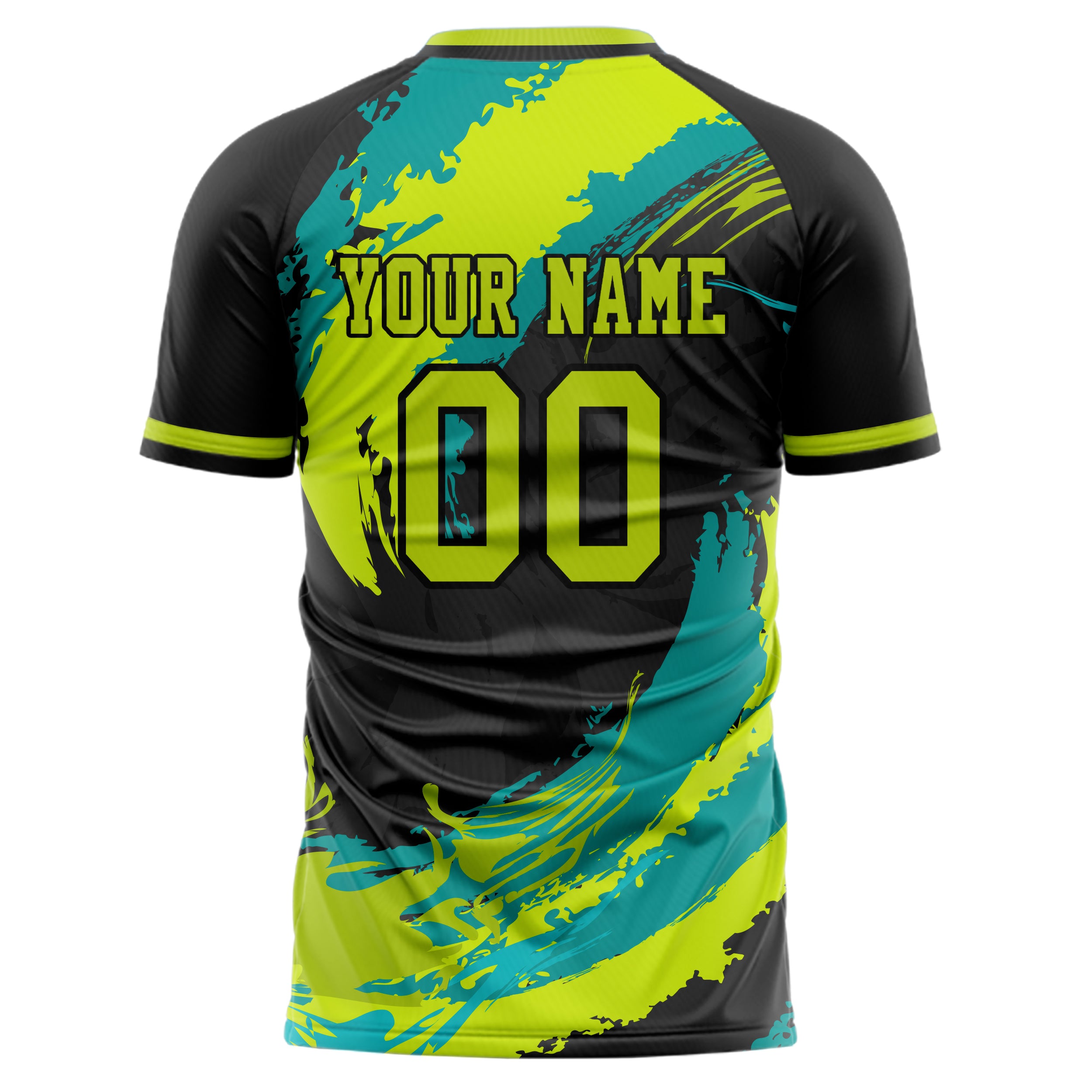 Personalized Black & Teal Pattern Soccer Jersey