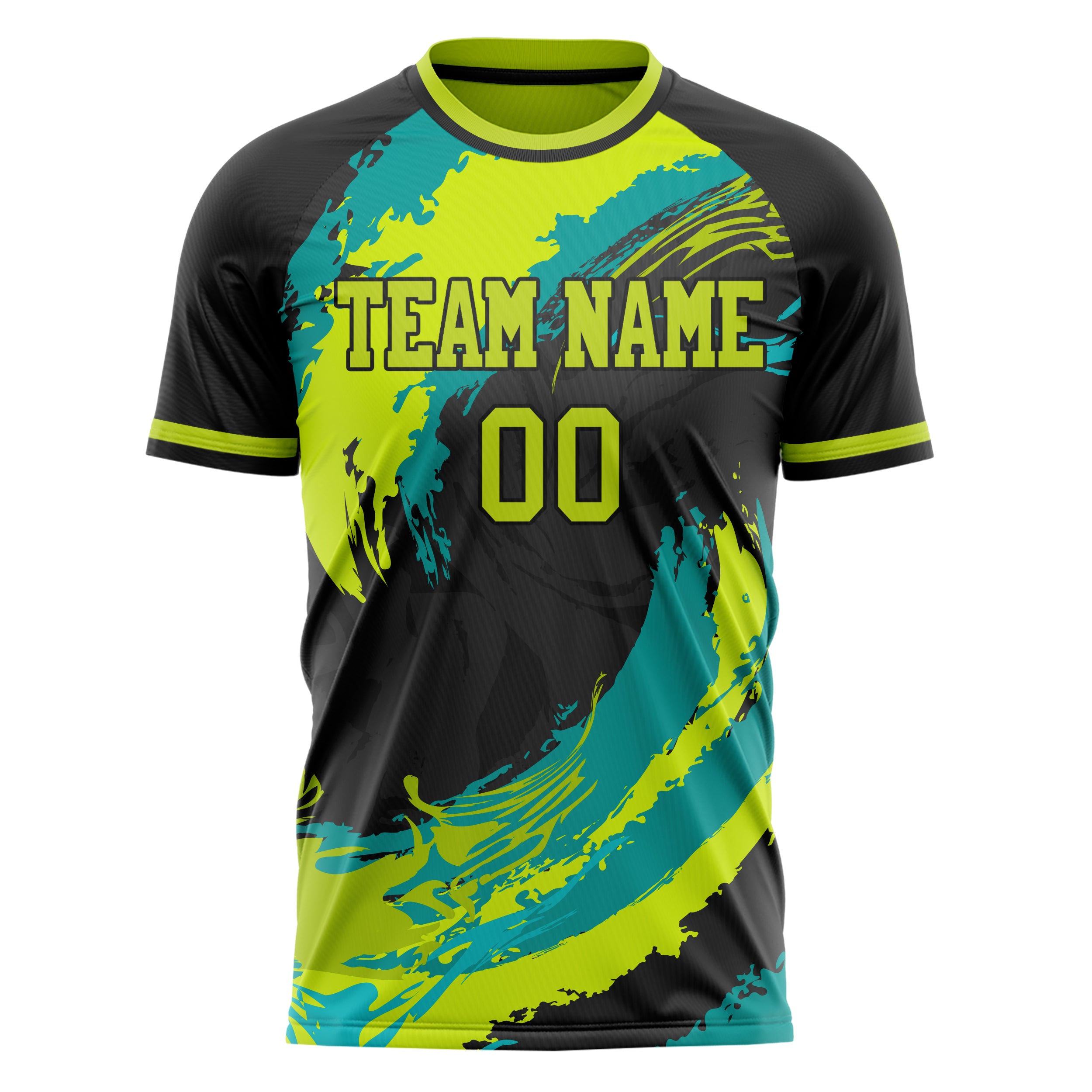 Personalized Black & Teal Pattern Soccer Jersey