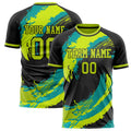 Personalized Black & Teal Pattern Soccer Jersey