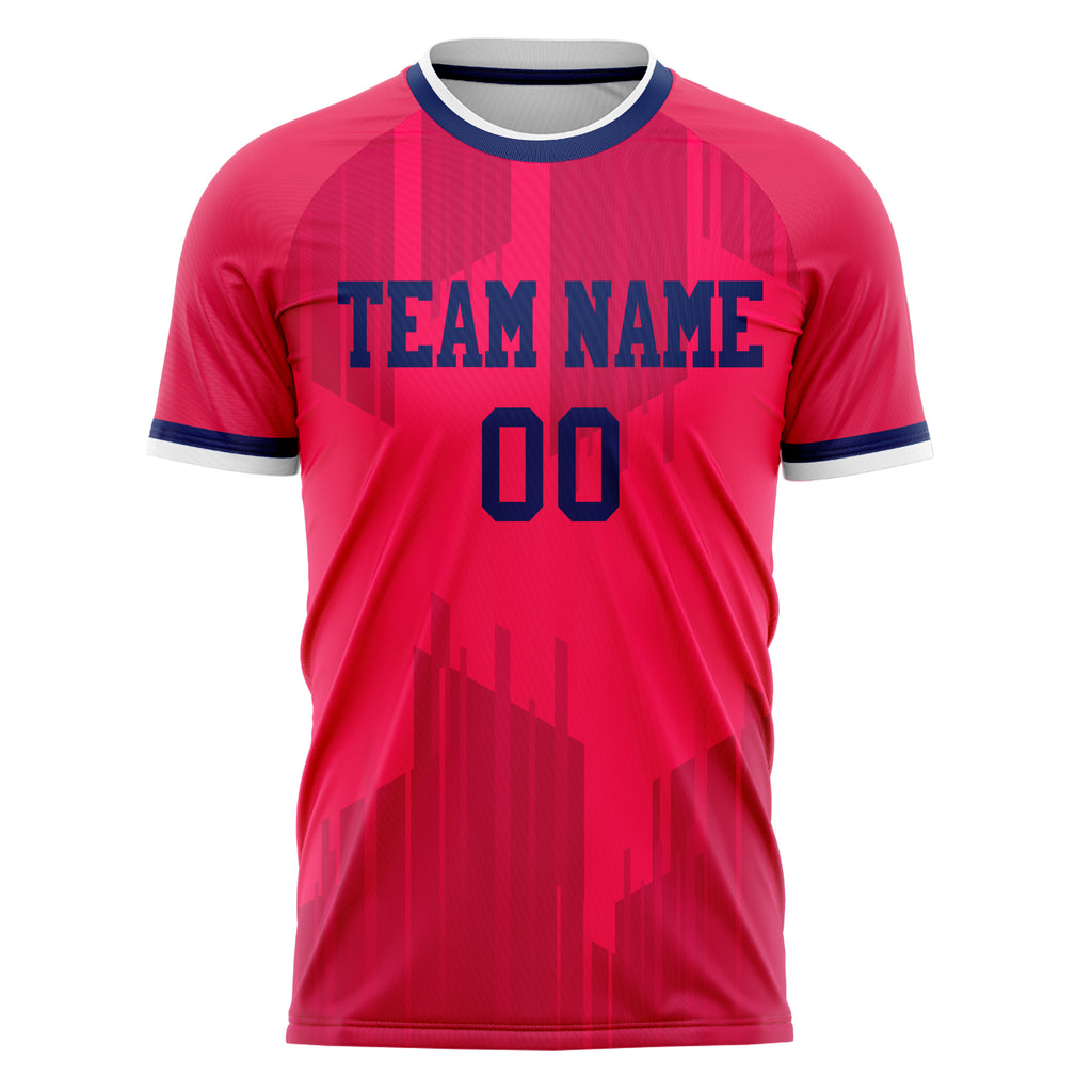 Personalized Red & Navy Pattern Soccer Jersey