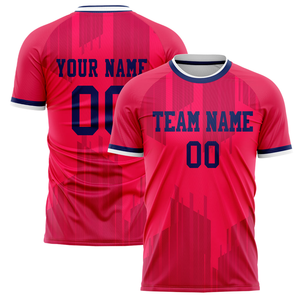 Personalized Red & Navy Pattern Soccer Jersey