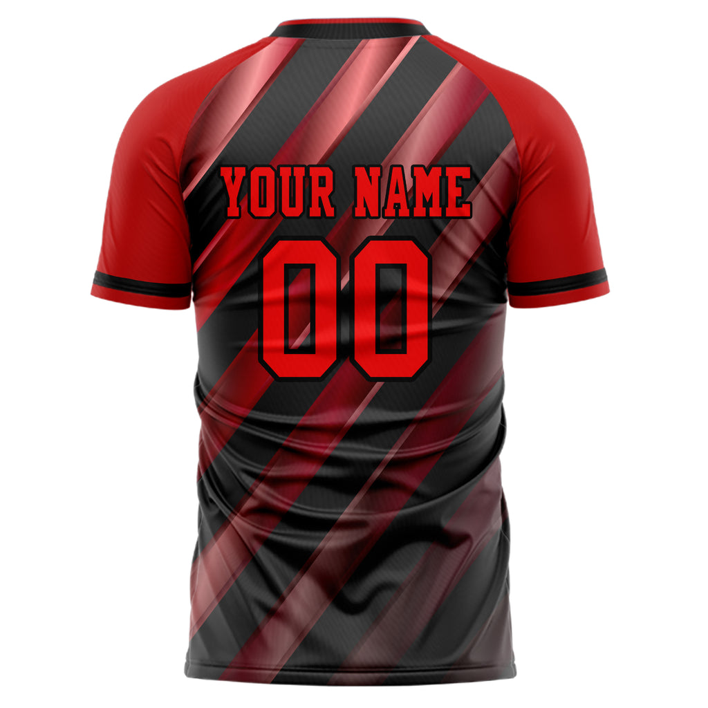 Personalized Black & Red Pattern Soccer Jersey
