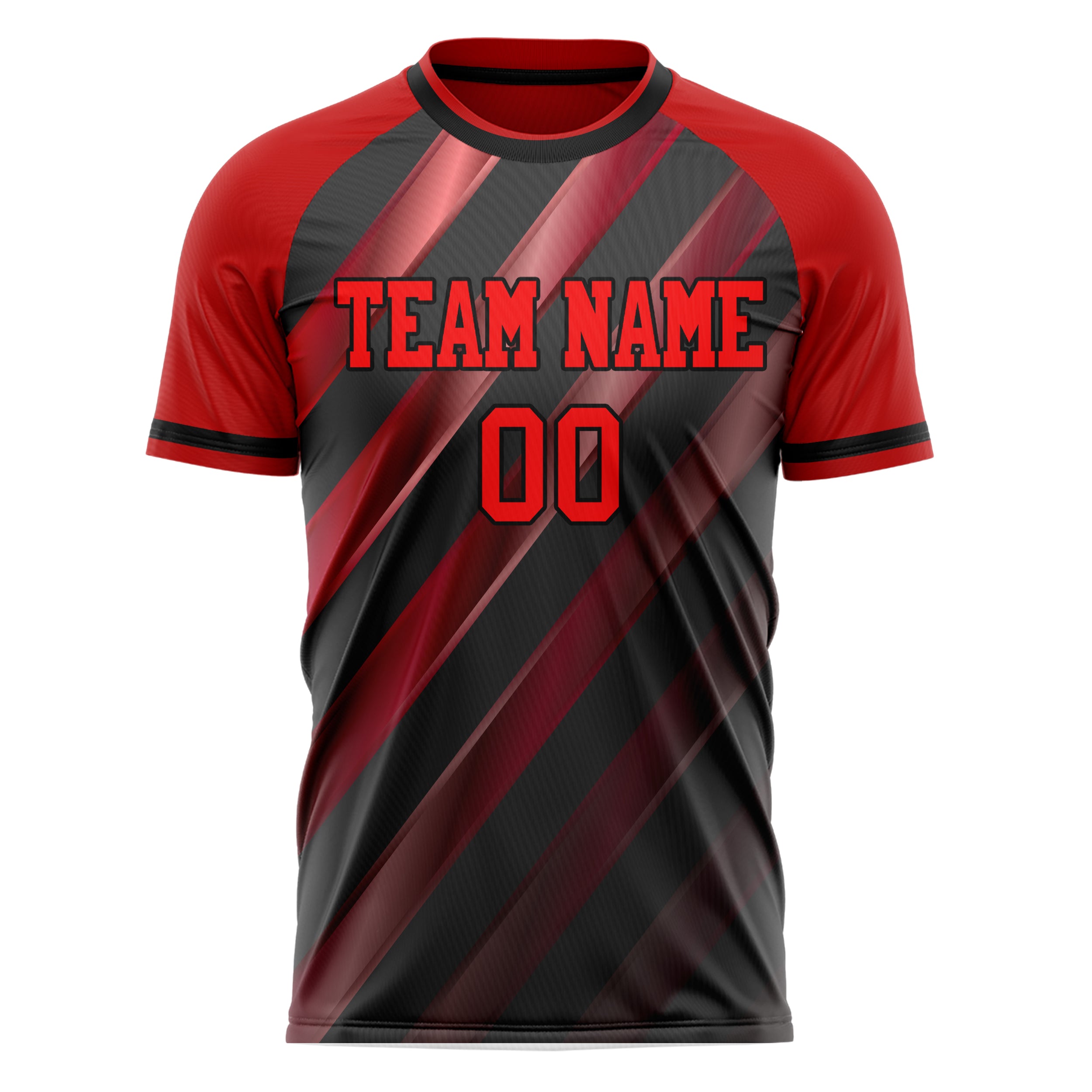 Personalized Black & Red Pattern Soccer Jersey