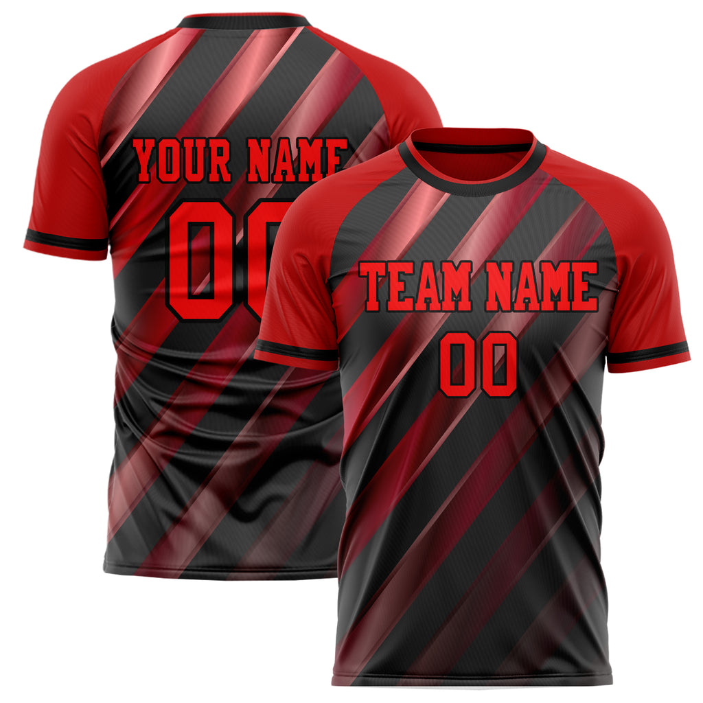 Personalized Black & Red Pattern Soccer Jersey
