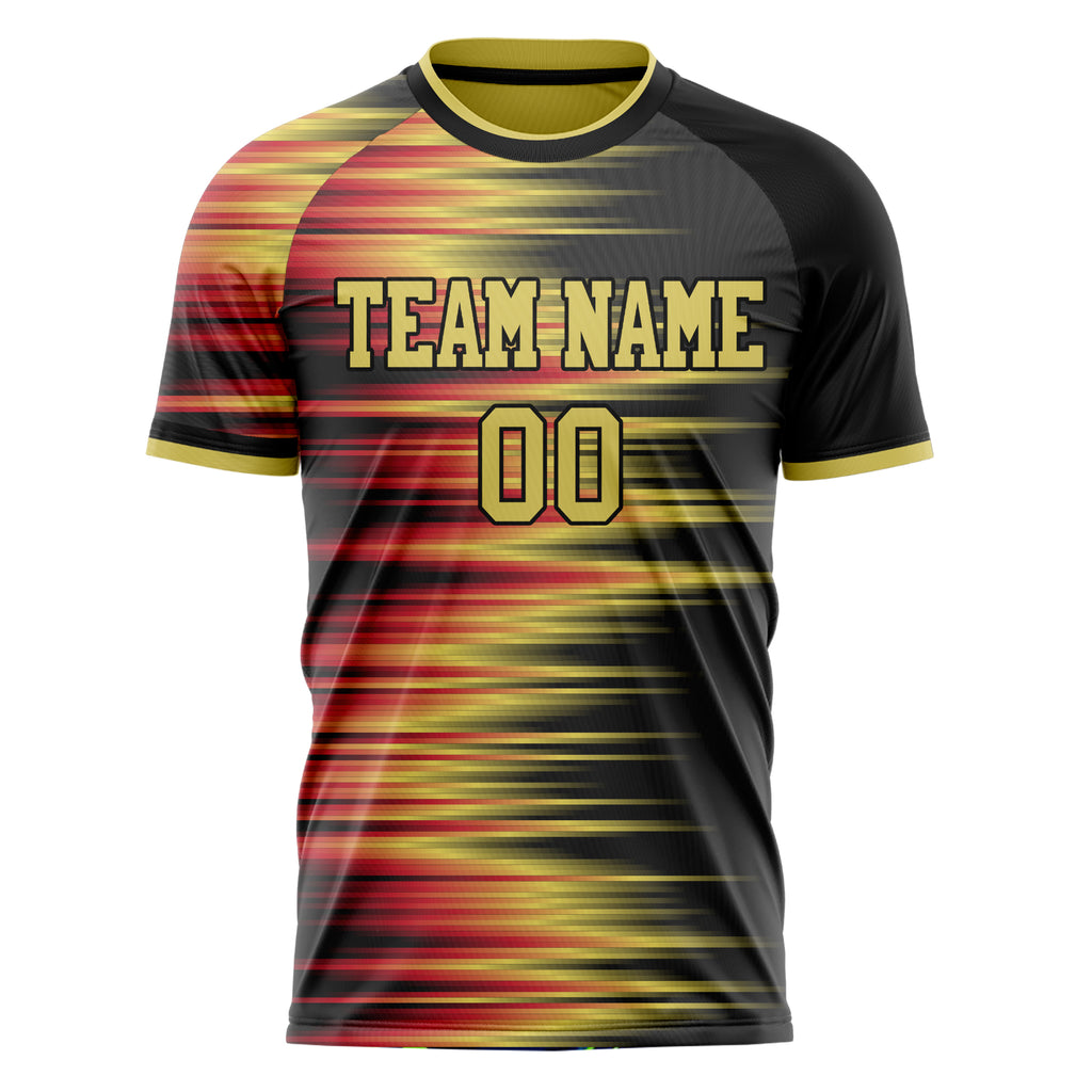 Personalized Black & Gold Pattern Soccer Jersey