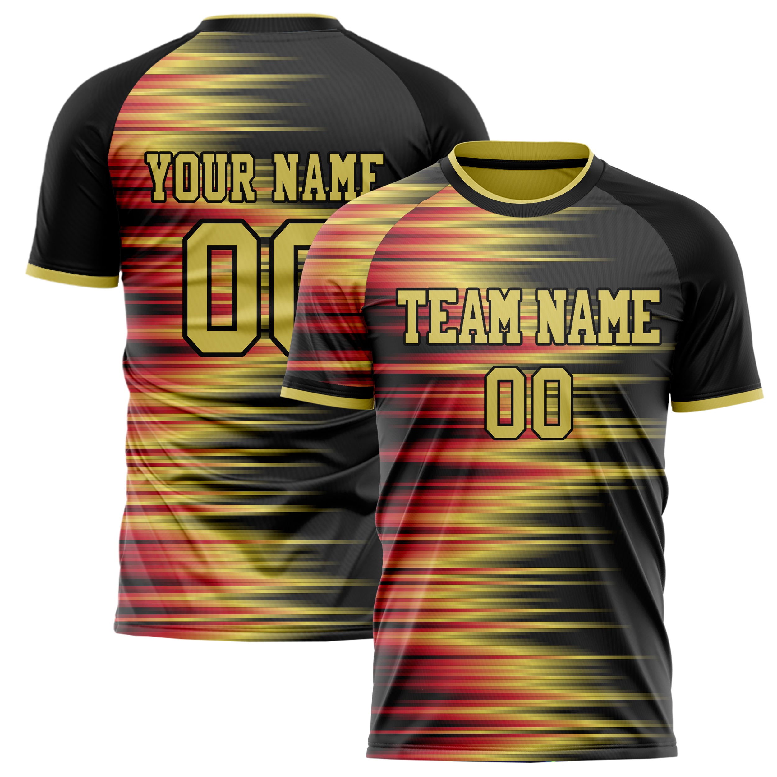 Personalized Black & Gold Pattern Soccer Jersey