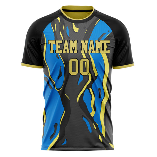 Personalized Black & Blue Pattern Soccer Jersey