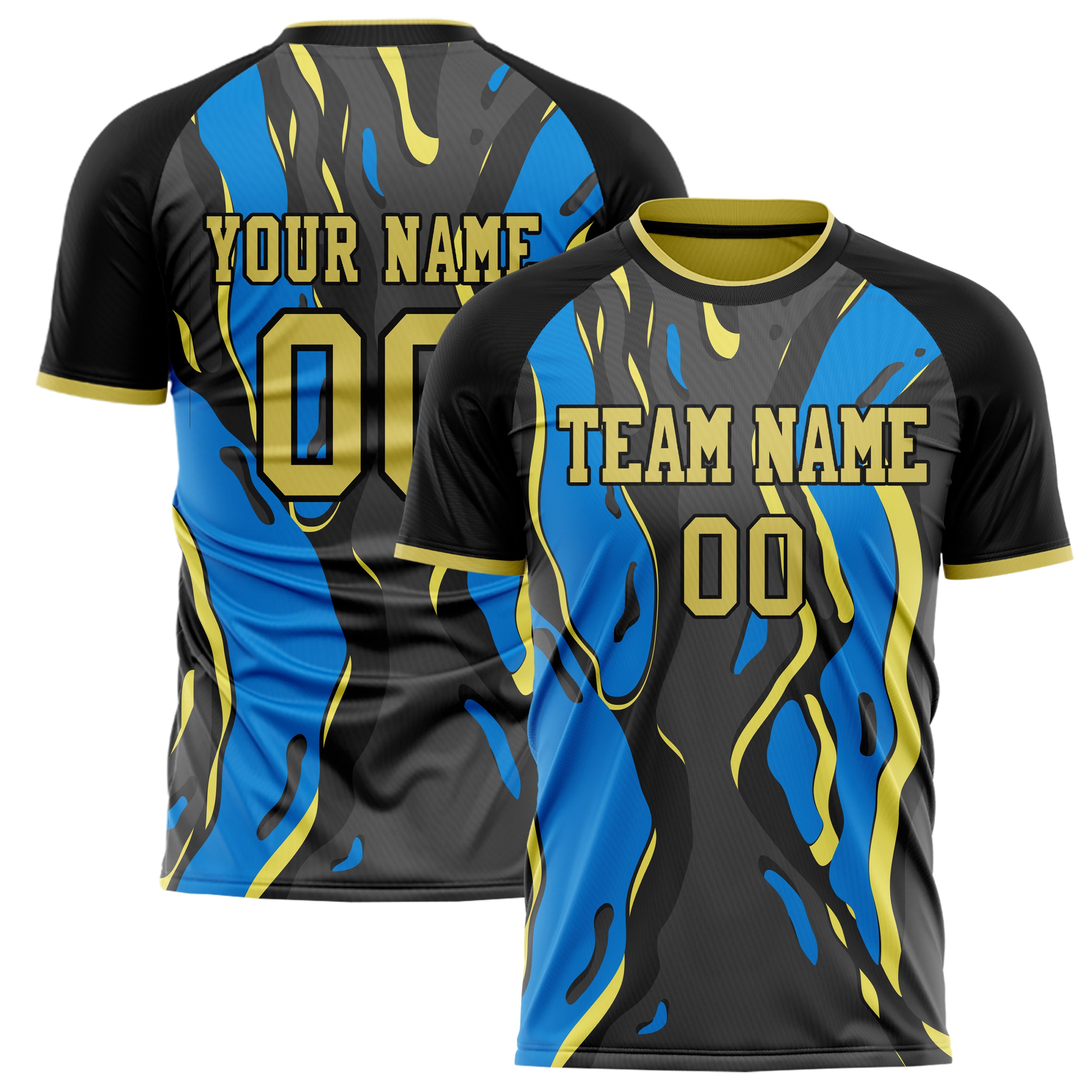 Personalized Black & Blue Pattern Soccer Jersey