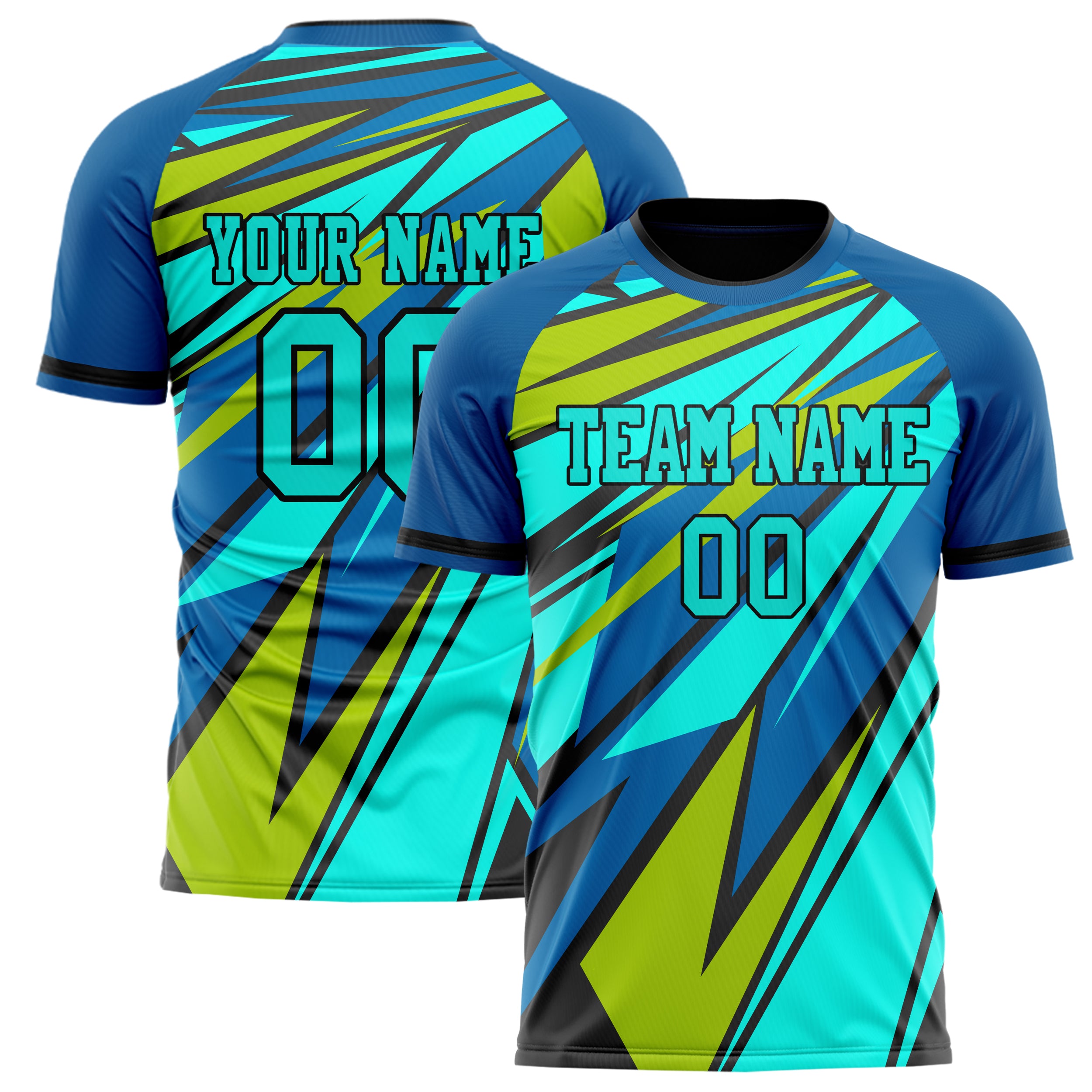 Personalized Royal & Teal Pattern Soccer Jersey