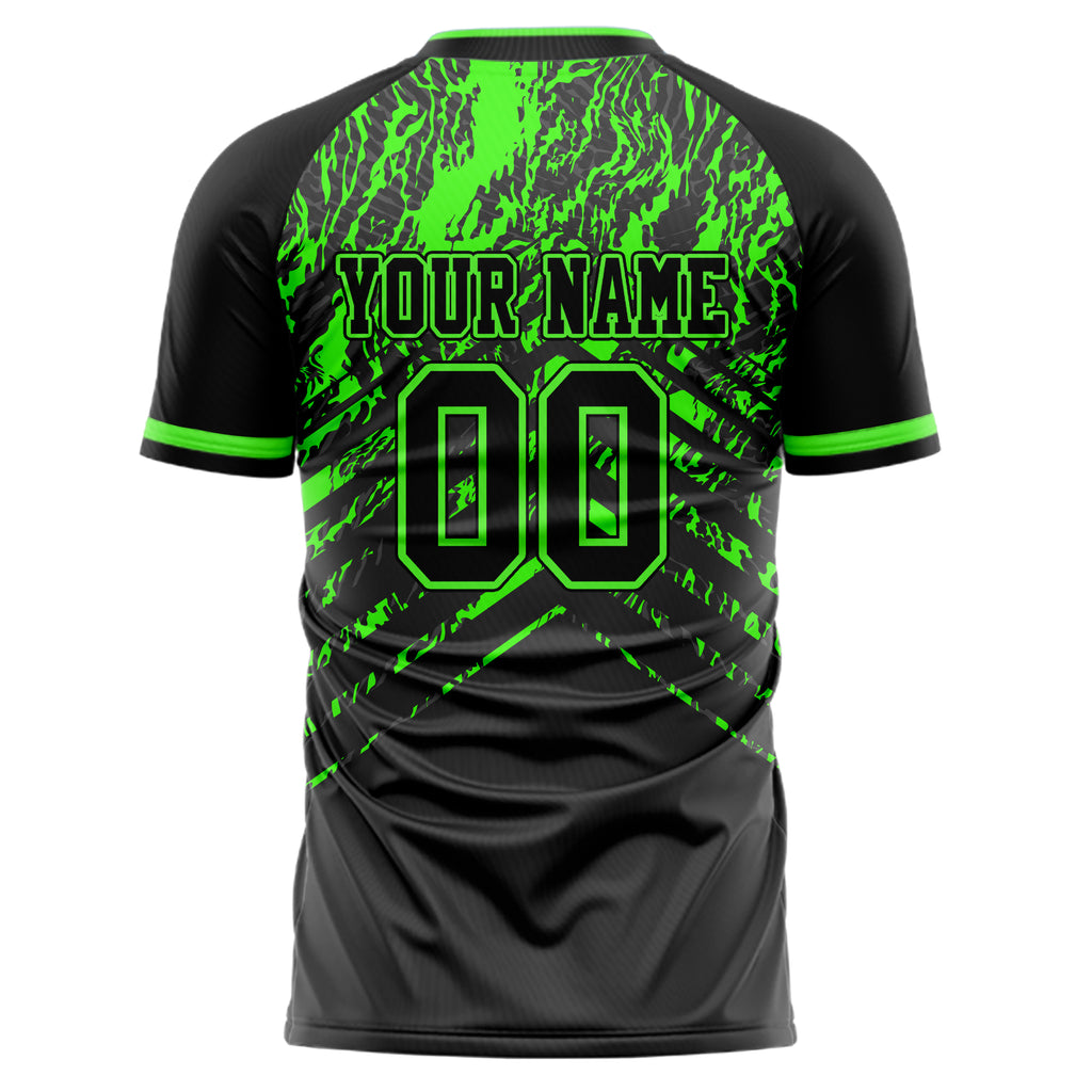 Personalized Black & Neon Green Pattern Soccer Jersey