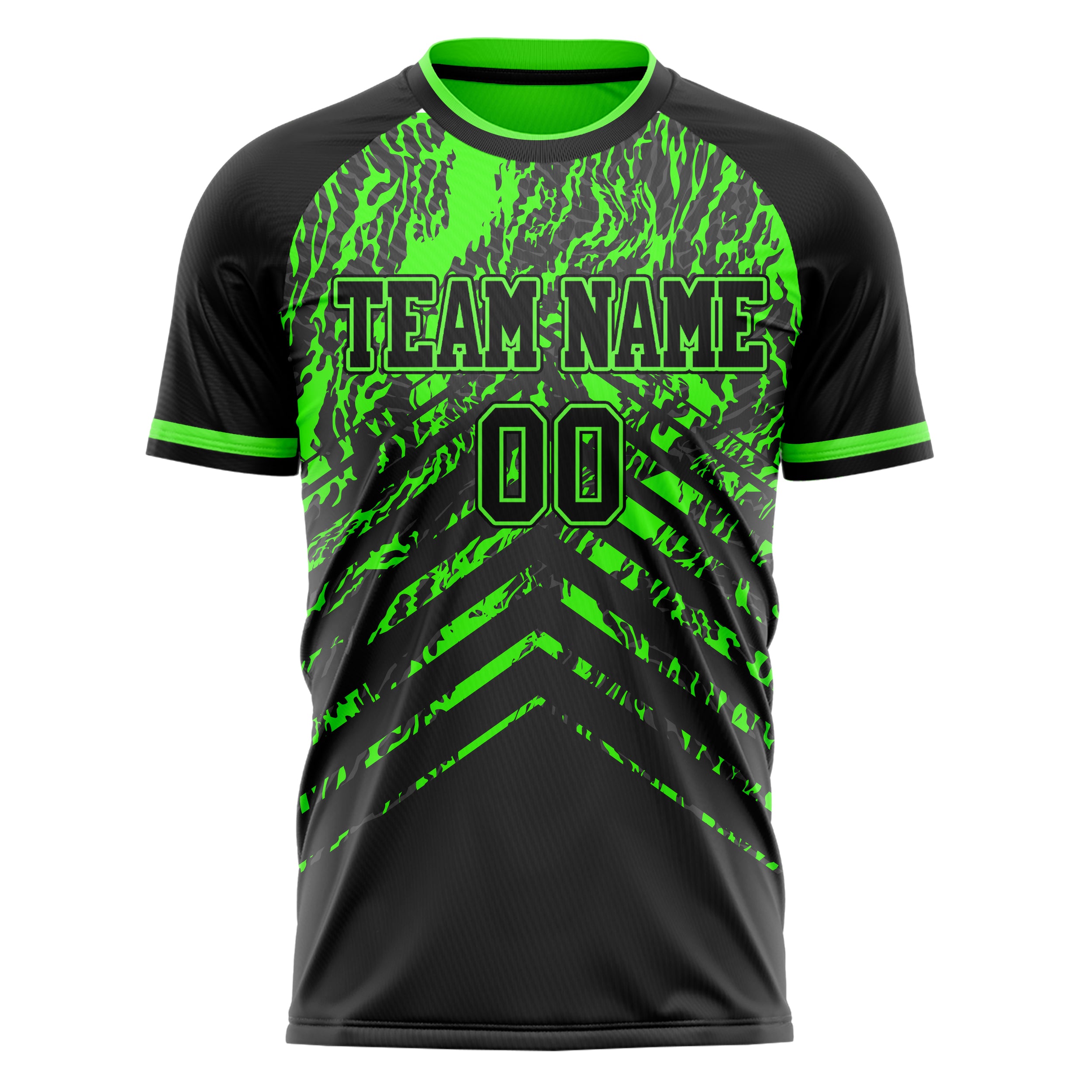 Personalized Black & Neon Green Pattern Soccer Jersey