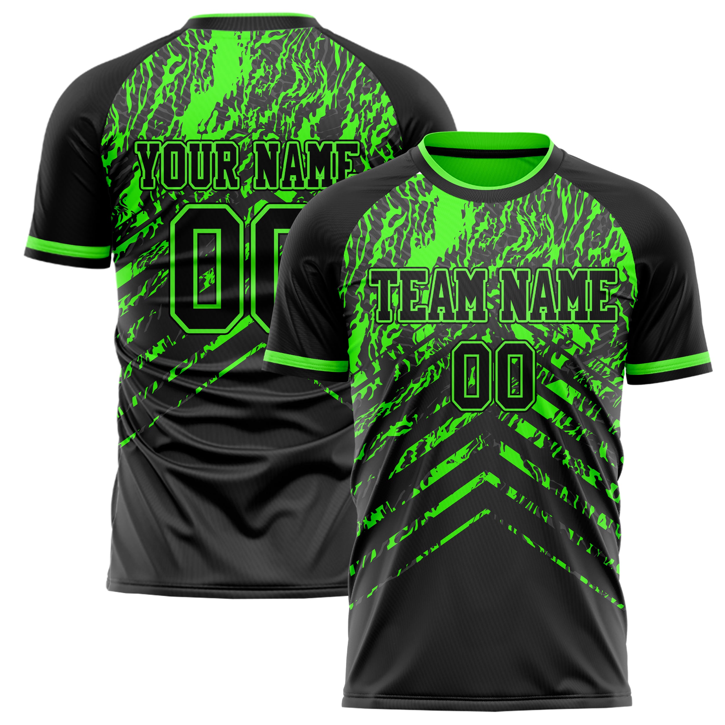 Personalized Black & Neon Green Pattern Soccer Jersey
