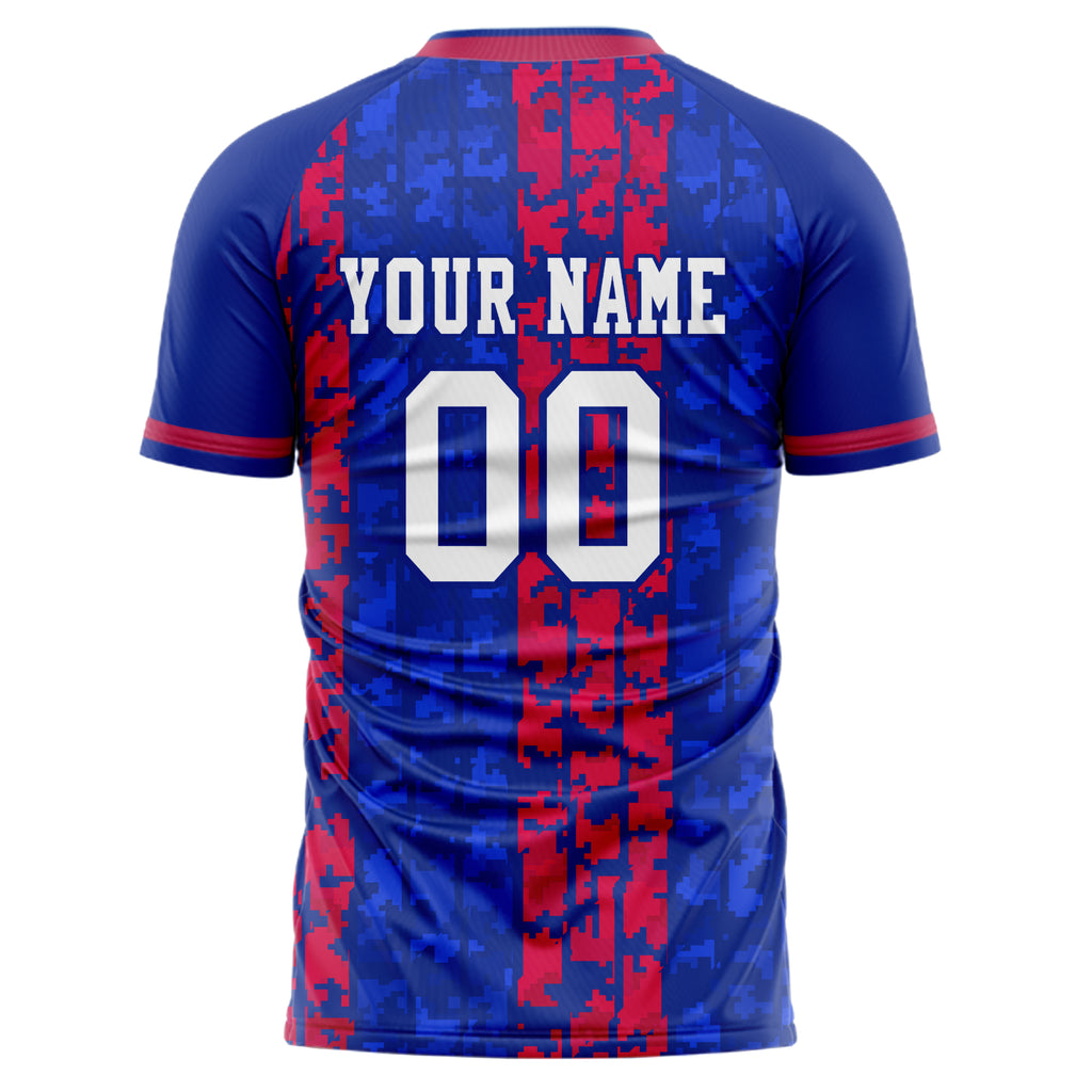 Personalized Royal & Red Pattern Soccer Jersey