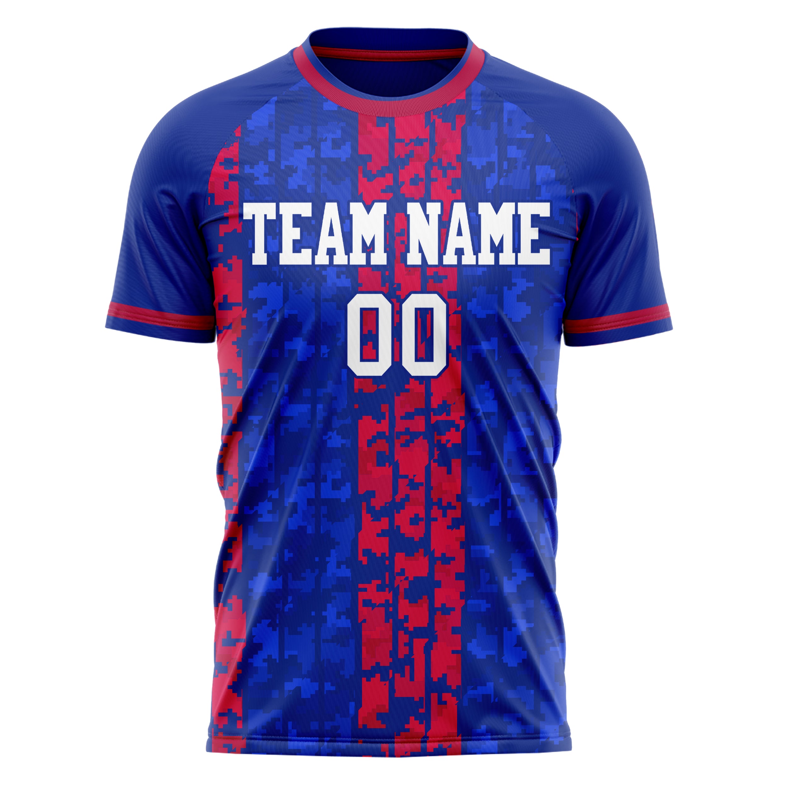 Personalized Royal & Red Pattern Soccer Jersey