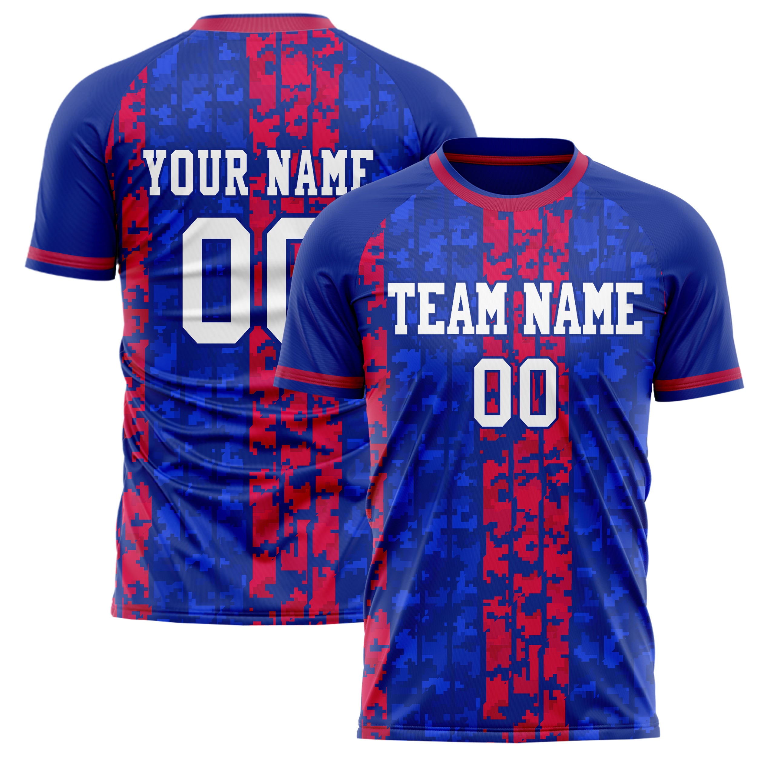 Personalized Royal & Red Pattern Soccer Jersey