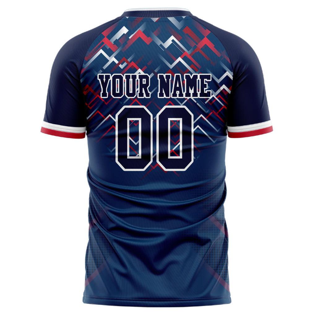 Personalized Navy & Red Pattern Soccer Jersey