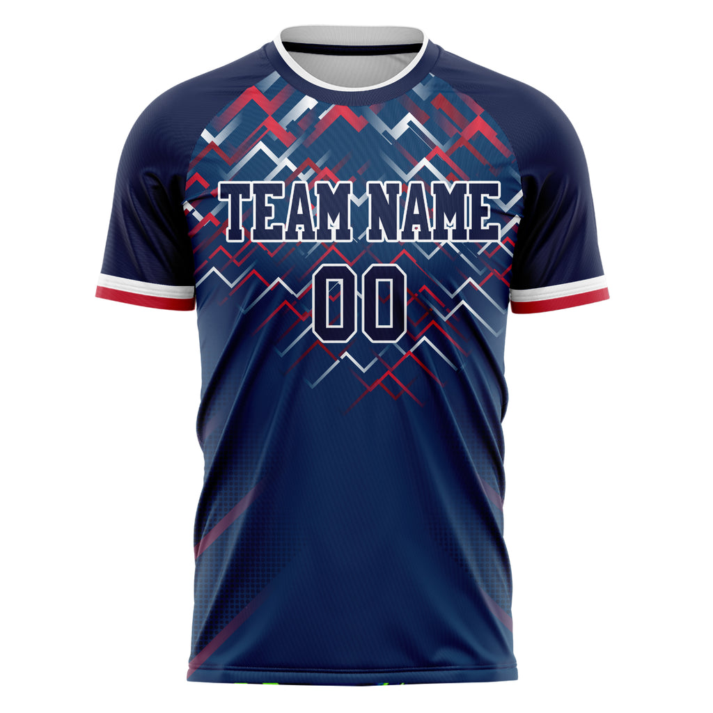 Personalized Navy & Red Pattern Soccer Jersey