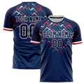 Personalized Navy & Red Pattern Soccer Jersey
