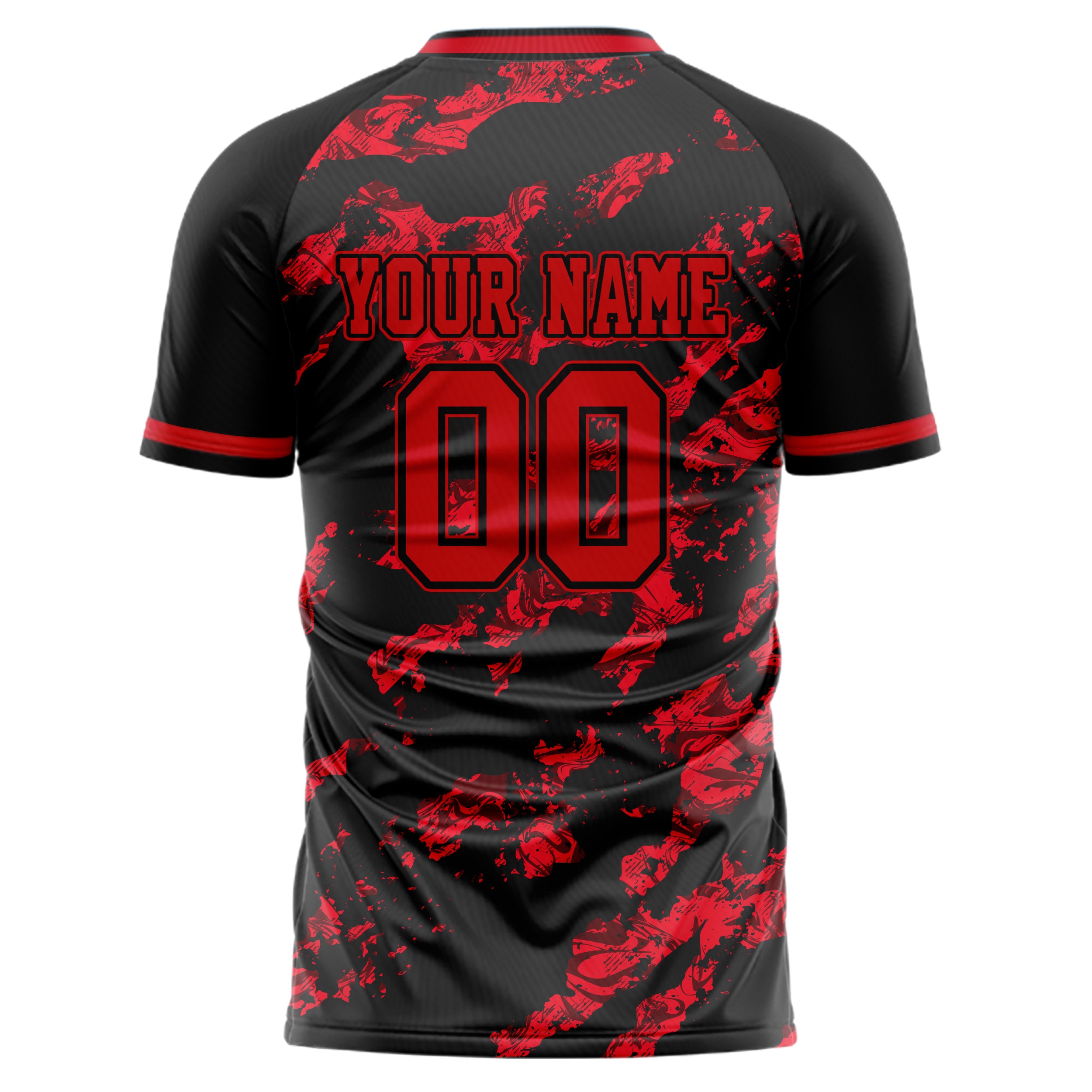 Personalized Black & Red Pattern Soccer Jersey