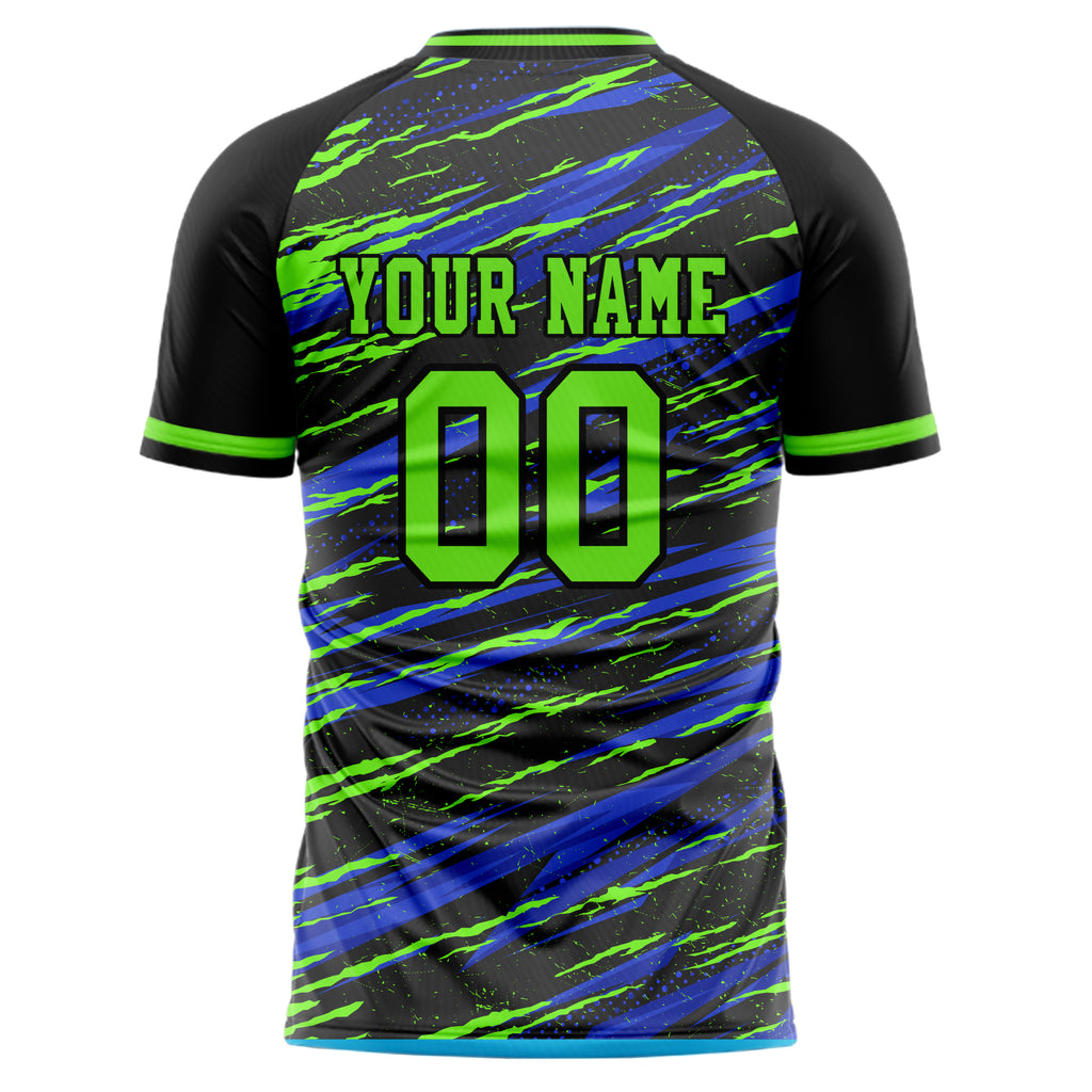Personalized Black & Neon Green Pattern Soccer Jersey