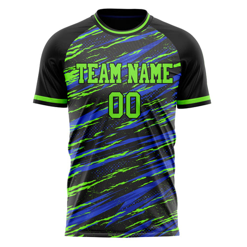 Personalized Black & Neon Green Pattern Soccer Jersey