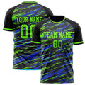Personalized Black & Neon Green Pattern Soccer Jersey