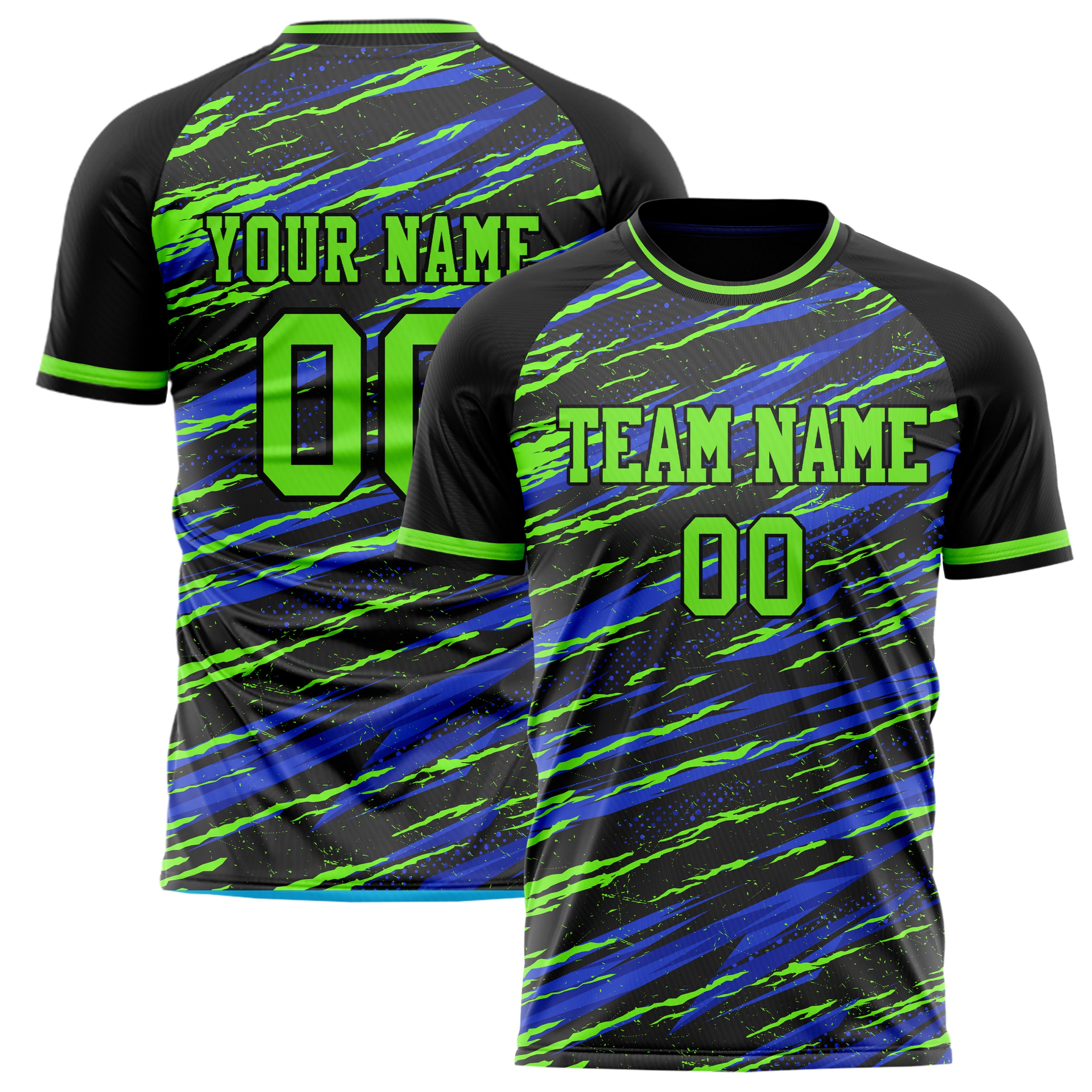 Personalized Black & Neon Green Pattern Soccer Jersey