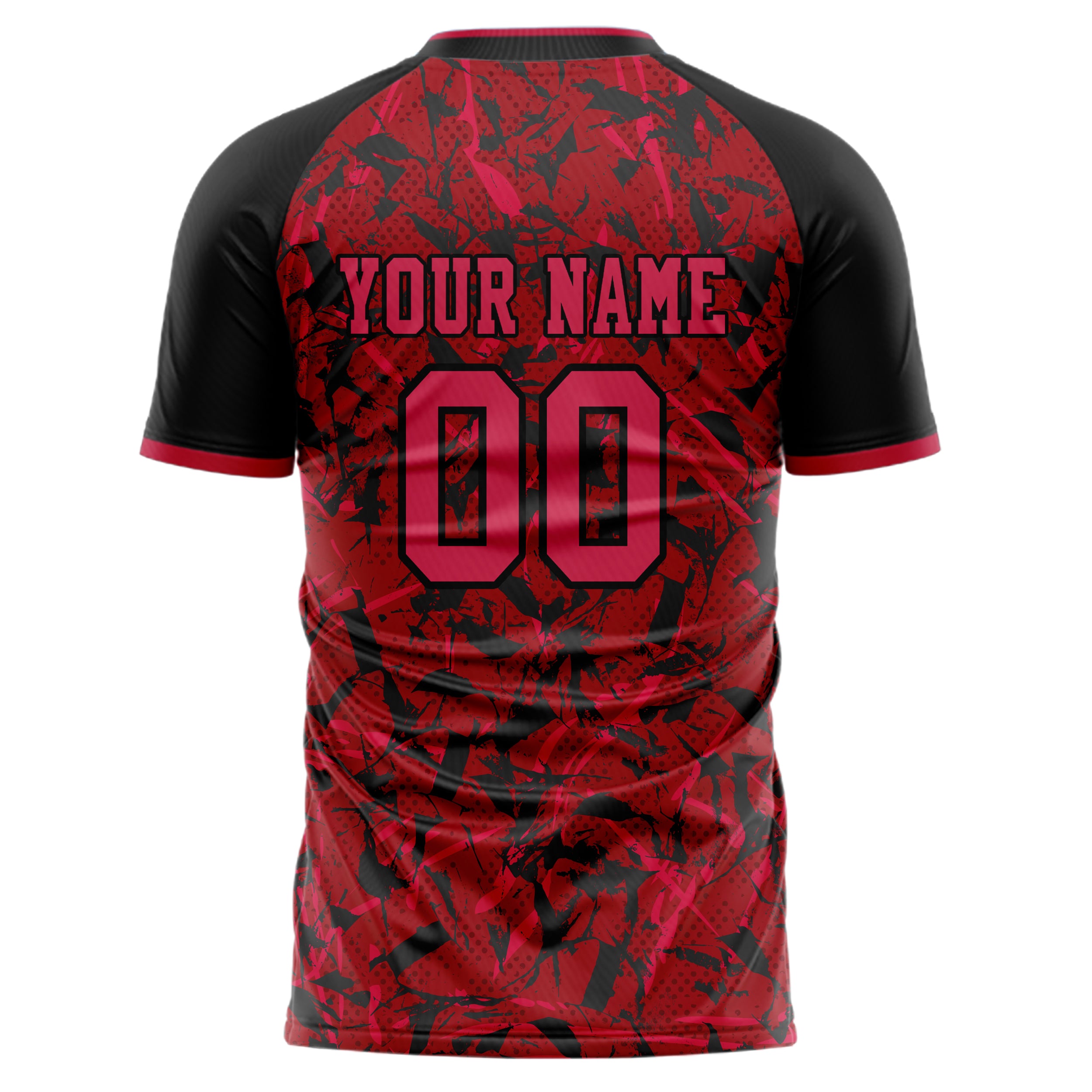 Personalized Red & Black Pattern Soccer Jersey