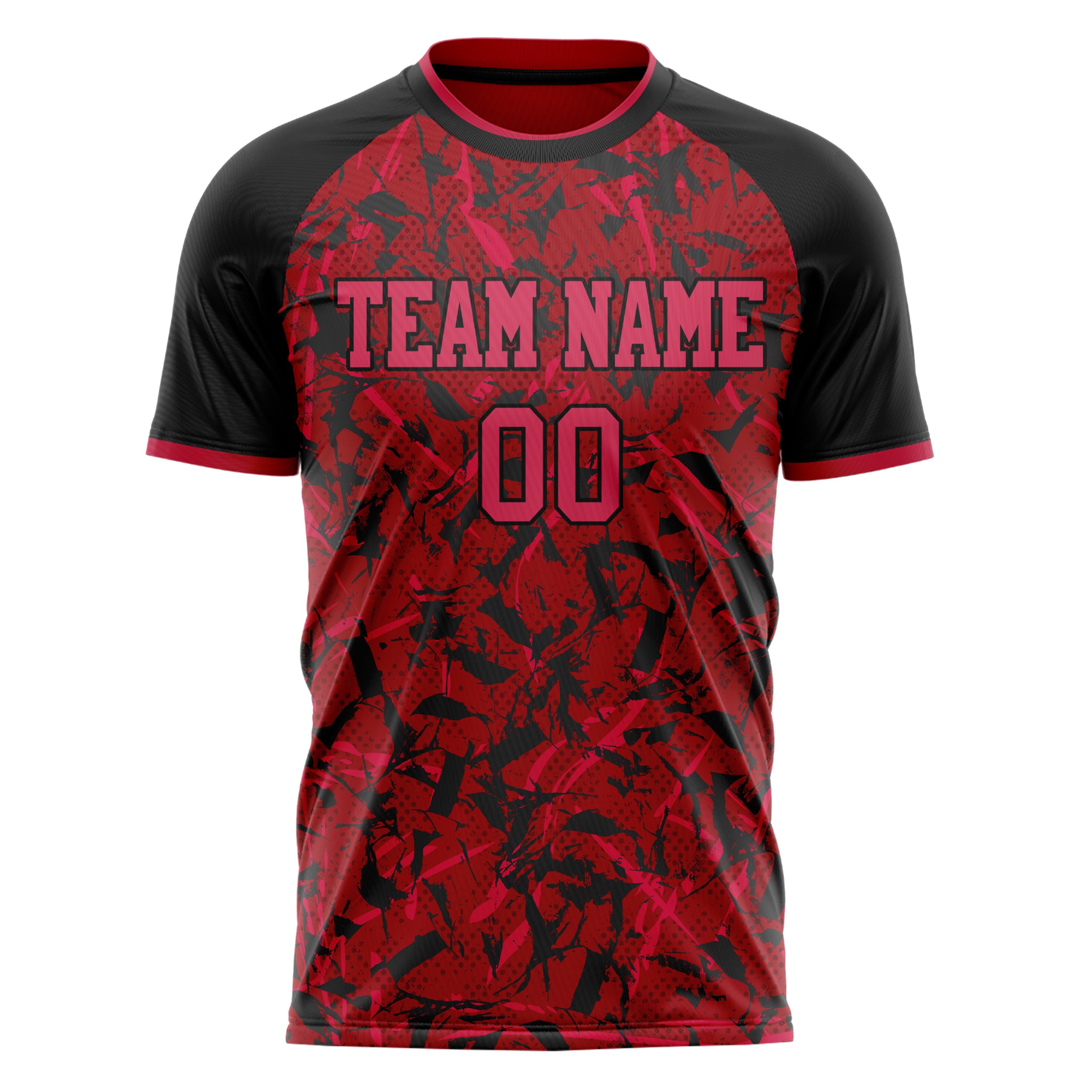 Personalized Red & Black Pattern Soccer Jersey