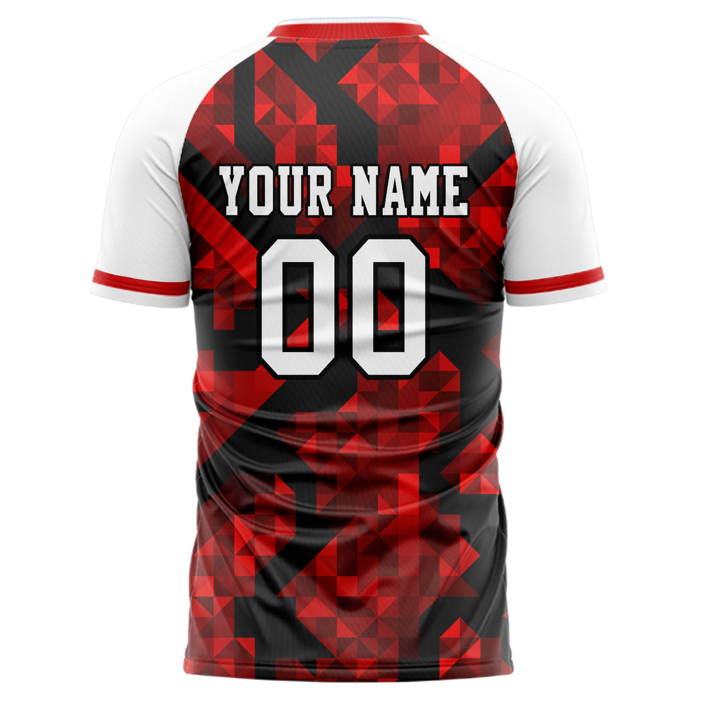 Personalized Red & White Pattern Soccer Jersey
