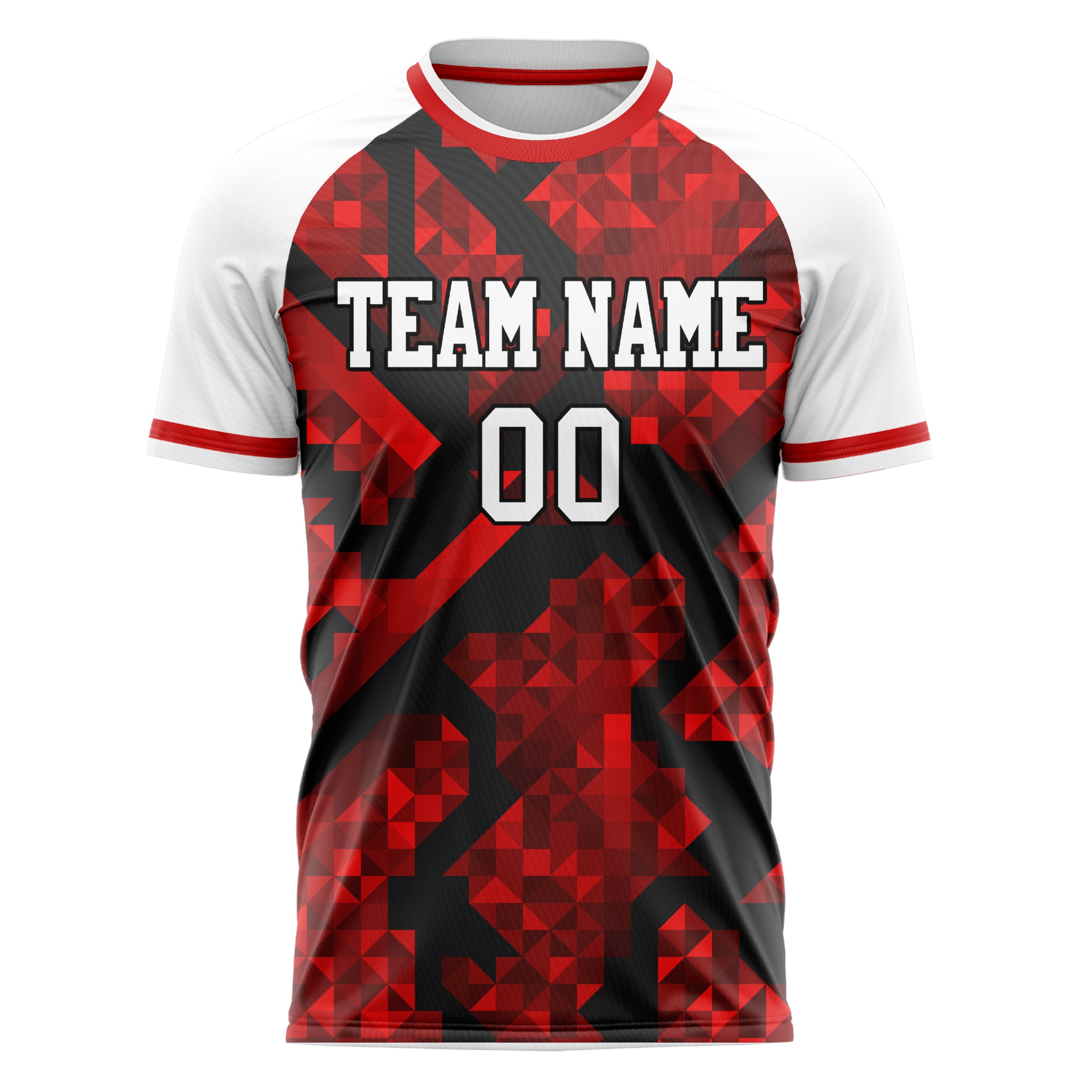 Personalized Red & White Pattern Soccer Jersey