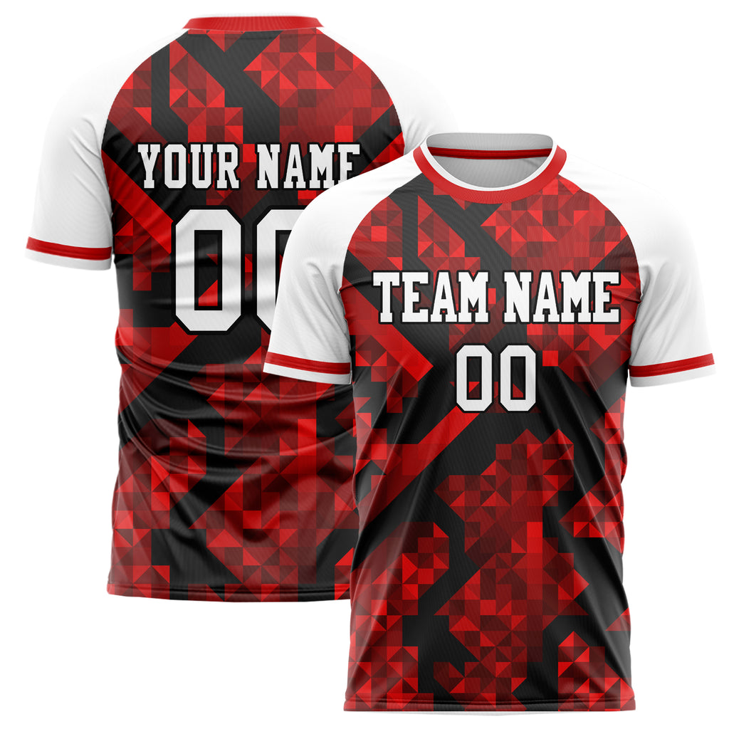 Personalized Red & White Pattern Soccer Jersey