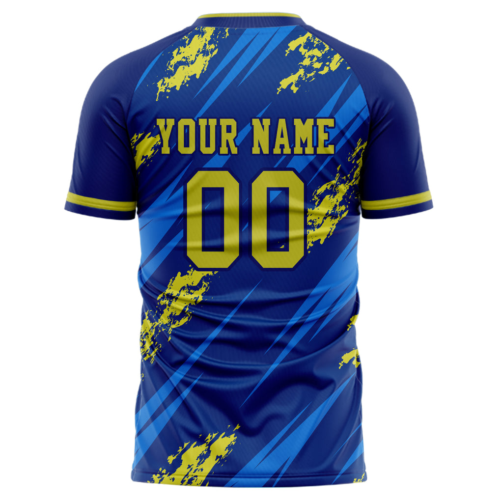 Personalized Royal & Yellow Pattern Soccer Jersey