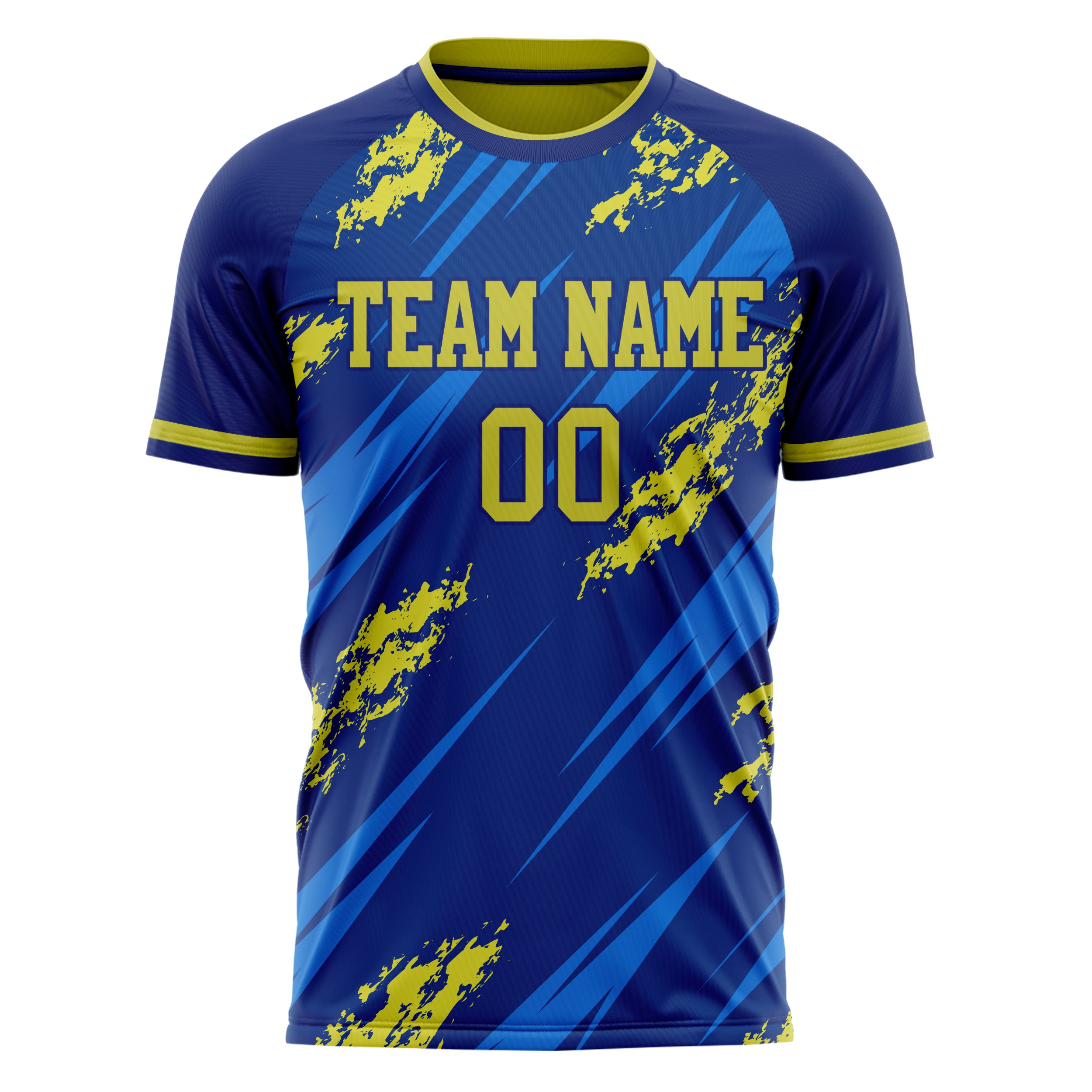 Personalized Royal & Yellow Pattern Soccer Jersey