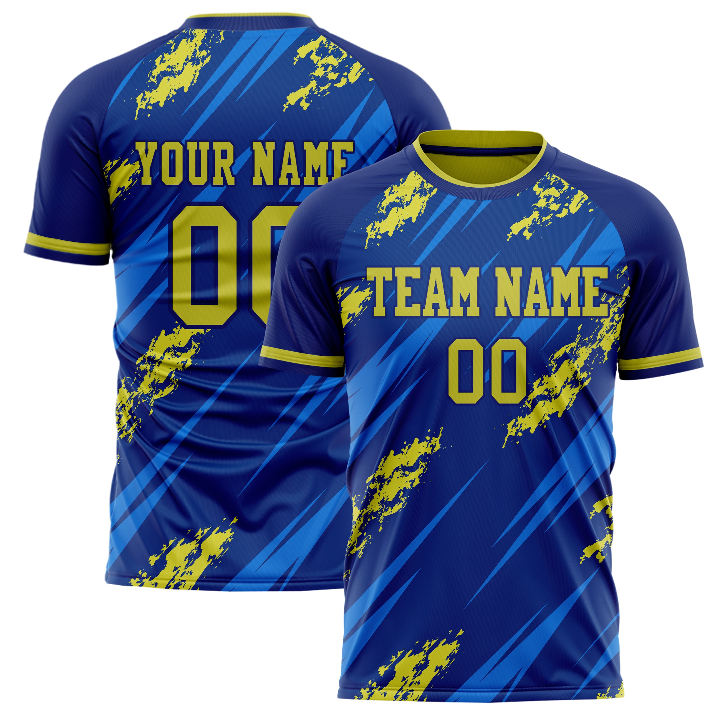 Personalized Royal & Yellow Pattern Soccer Jersey