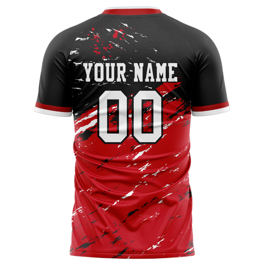 Personalized Red & Black Pattern Soccer Jersey
