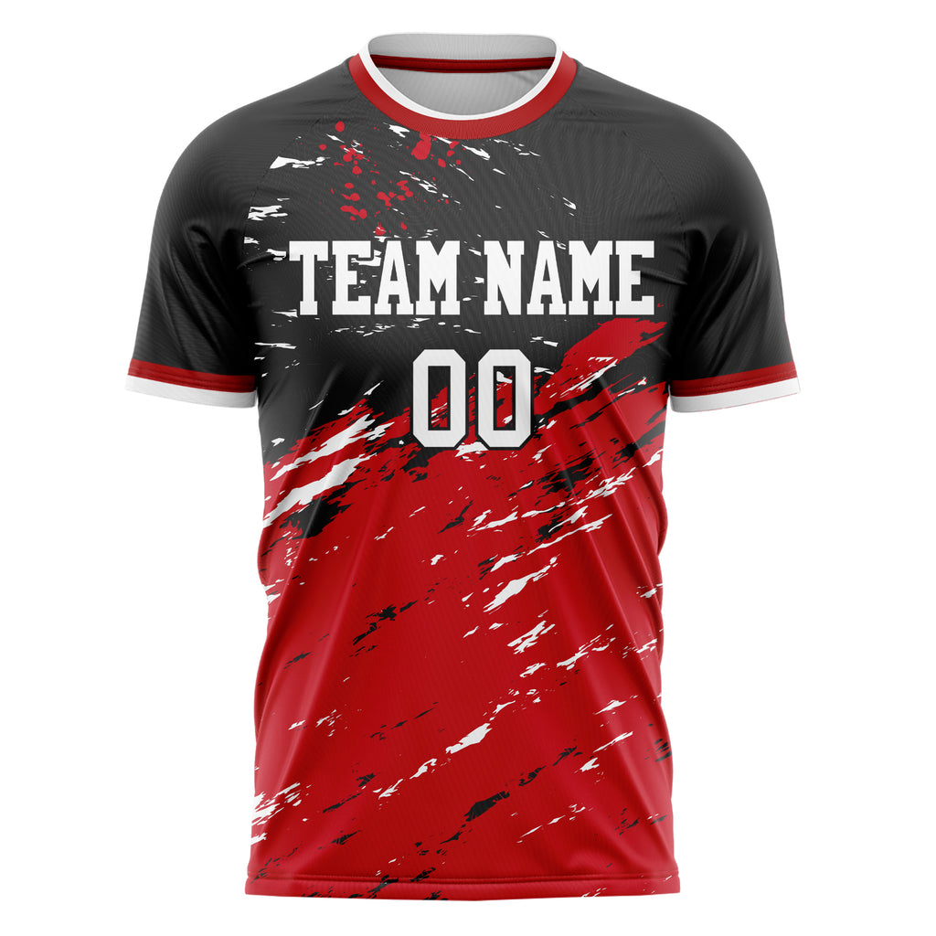 Personalized Red & Black Pattern Soccer Jersey