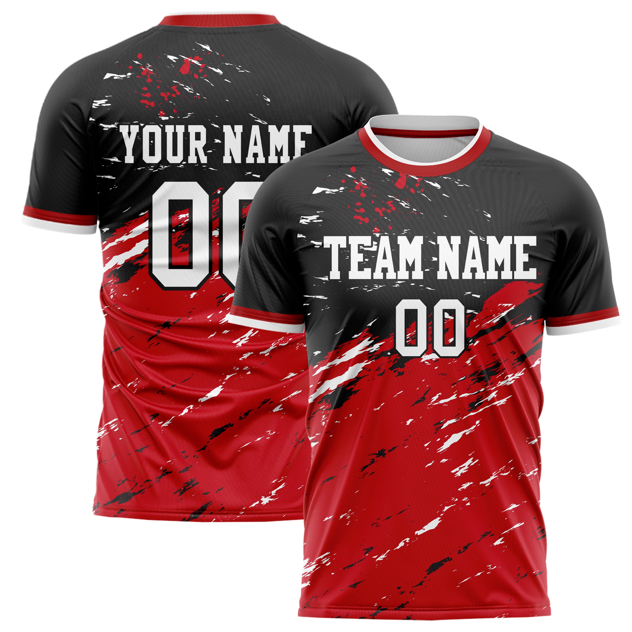Personalized Red & Black Pattern Soccer Jersey